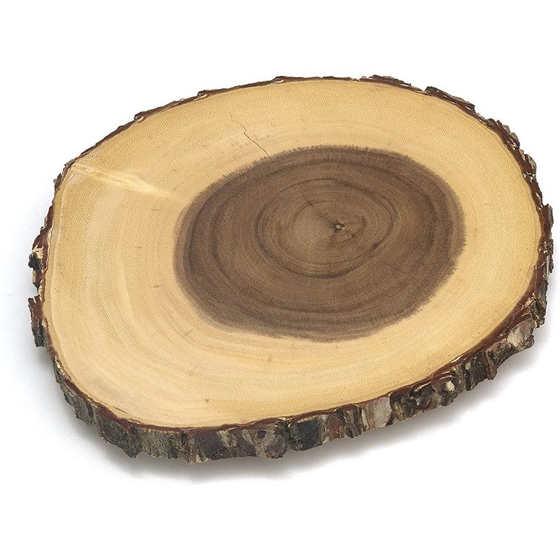 Lipper International 1010 Handcrafted Acacia Tree Bark Footed Server Platter for Cheese, Crackers, and Hors D'oeuvres, Small