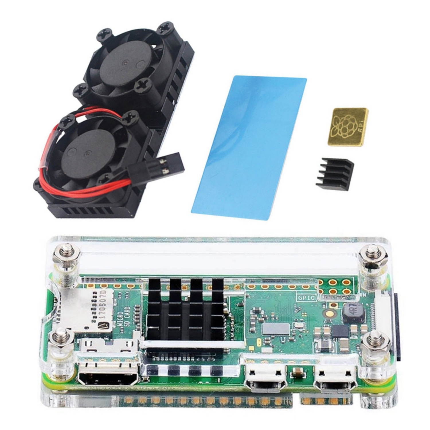 Dual Fan with Heat Sink for Raspberry Pi 3 Model B+ Plus or 3B & Acrylic Case 4 in 1 Kit for Raspberry Pi Zero W and Pi