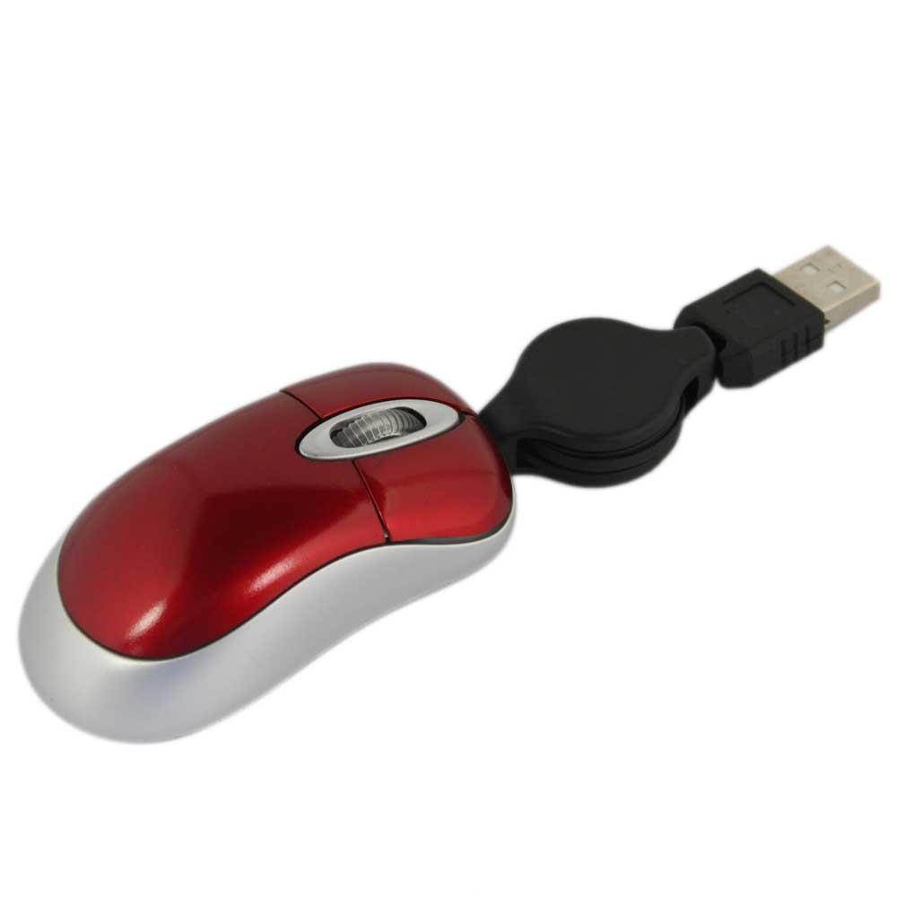 6082 USB Mini Retractable Optical Scroll Wheel Mouse Red