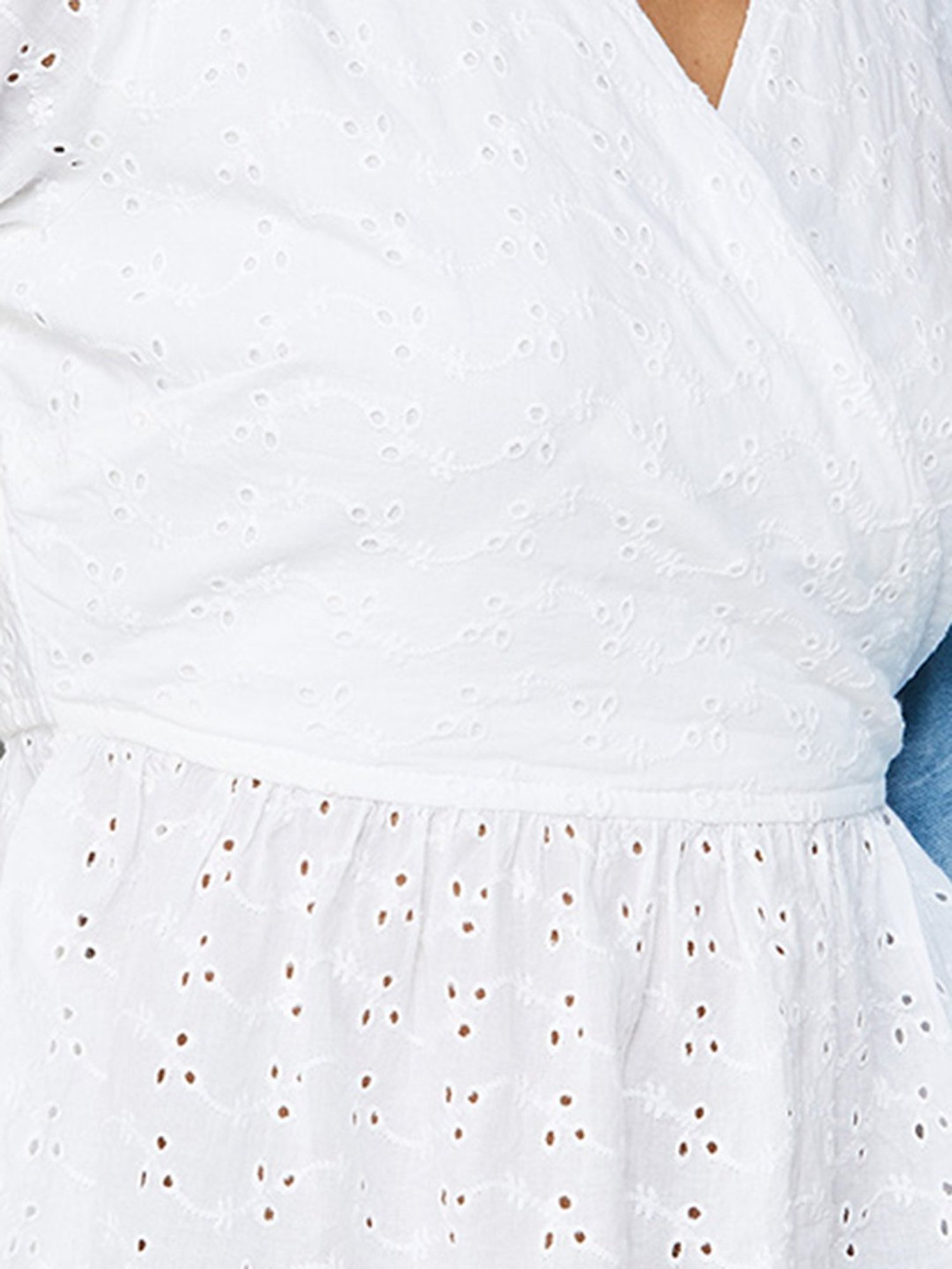 Fame Forever by Lifestyle White Cotton Self Design Top