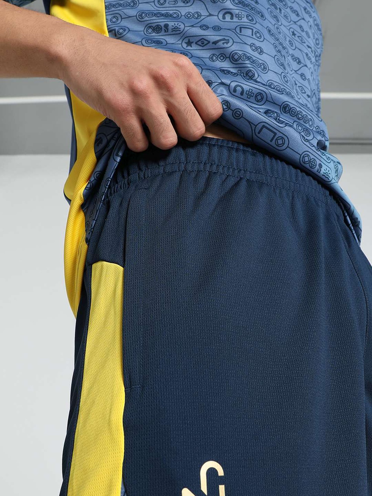 Puma Blue Regular Fit Printed Sports Shorts