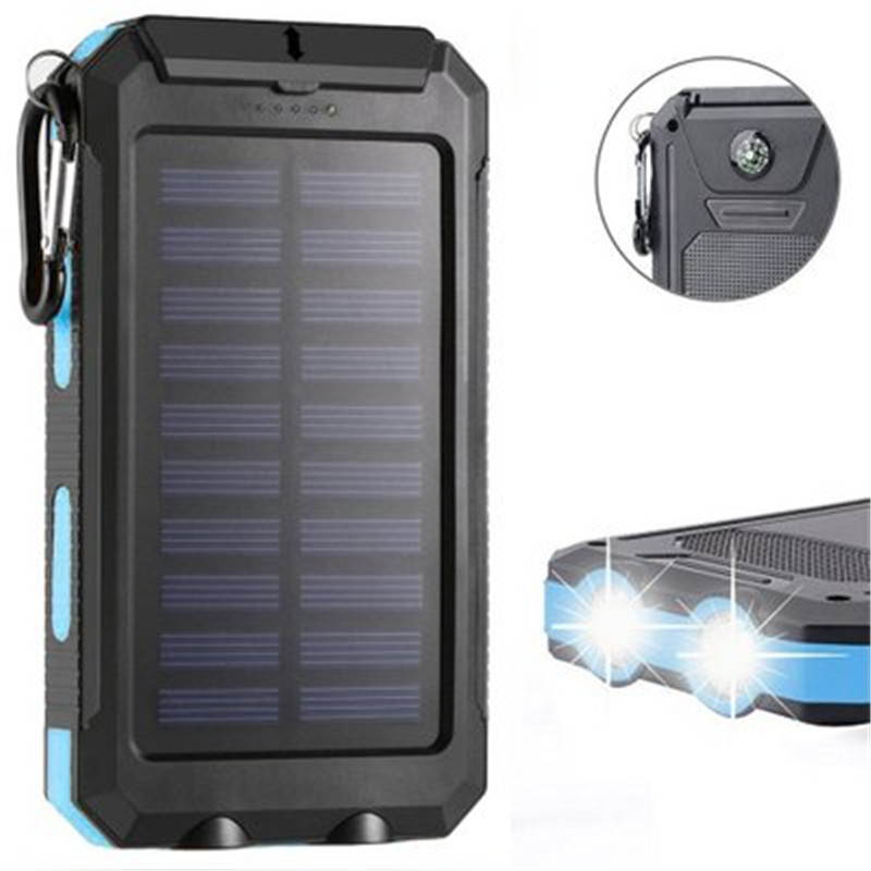2021 the Lastest 10000mAh Solar Waterproof Power Bank With Dual USB SOS LED FlashLights Battery Pack For All Type Phones