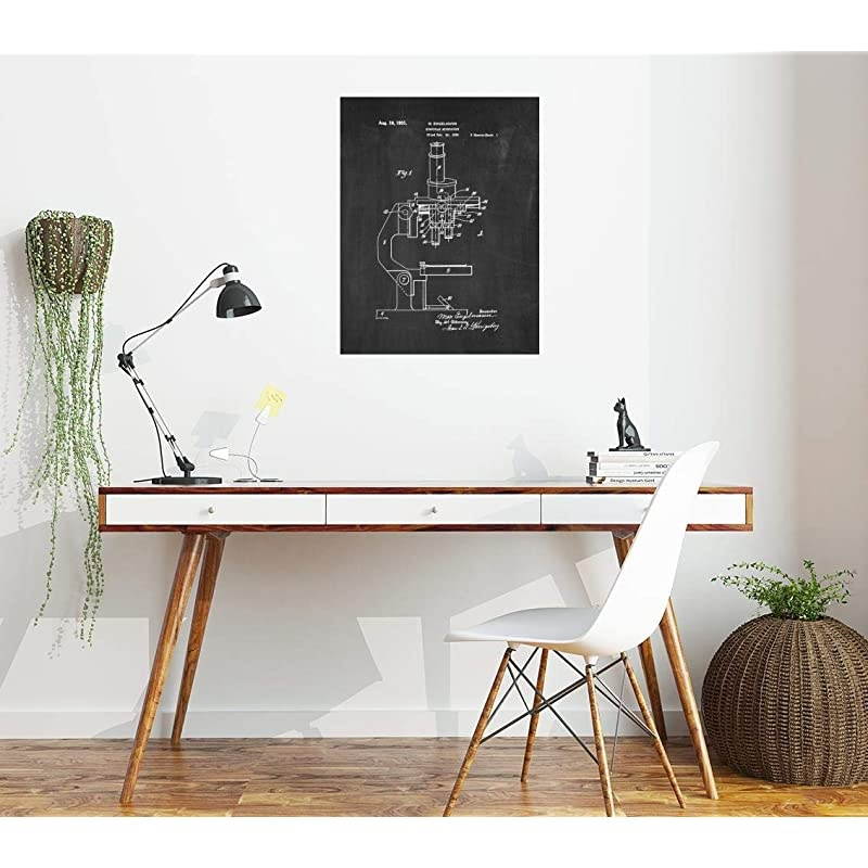 Microscope Patent Print Chalkboard 20 x 24 M12433