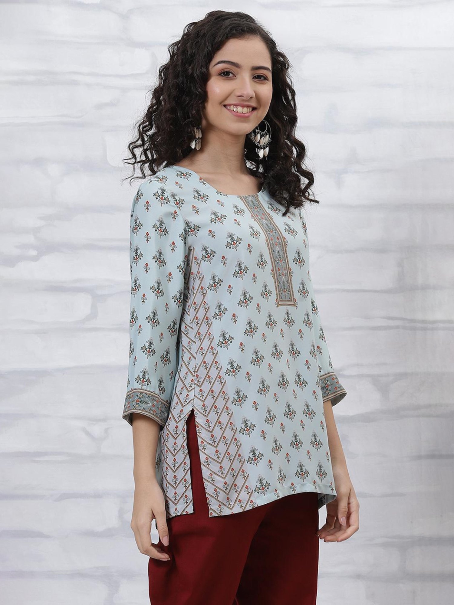 Rangriti Blue Printed Tunic