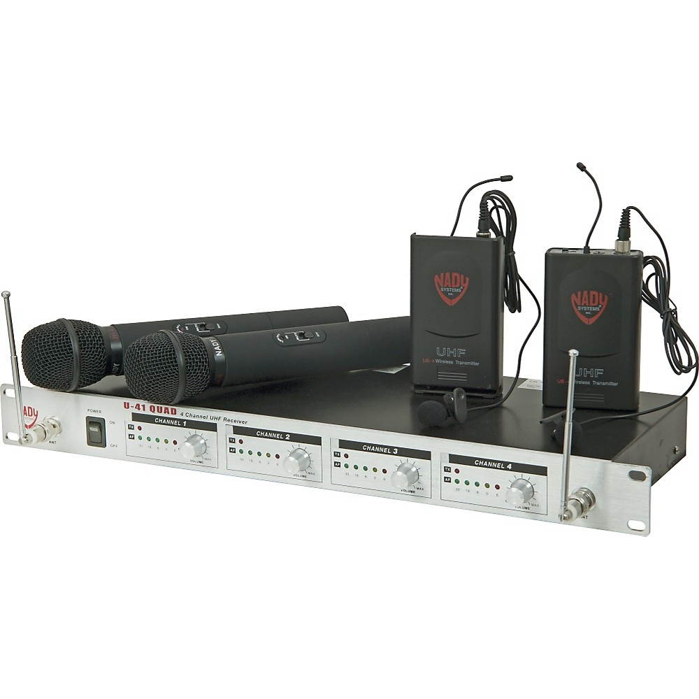 Nady U-41 Wireless UHF Handheld & Lapel 4-Channel Microphone System With 4 Transmitters