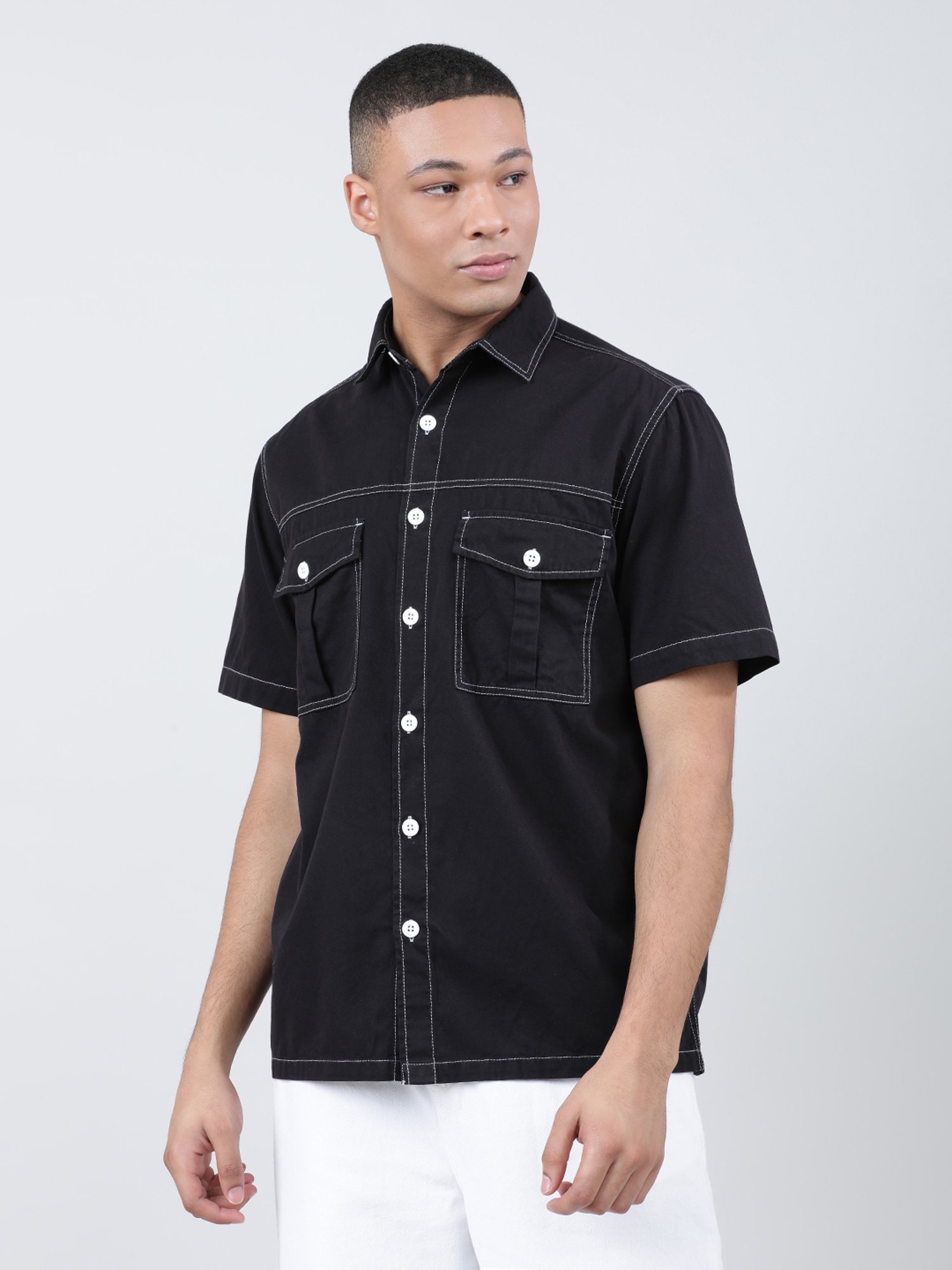 Bene Kleed Black Relaxed Fit Cotton Shirt