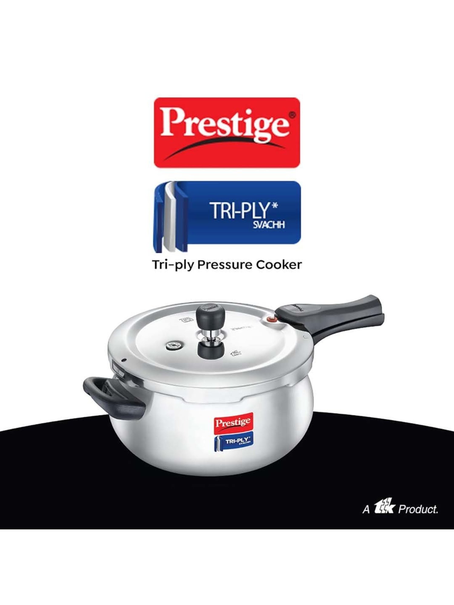 Prestige Silver And Black Stainless Steel 18 cm Svachh Handi Pressure Cooker (3 L)