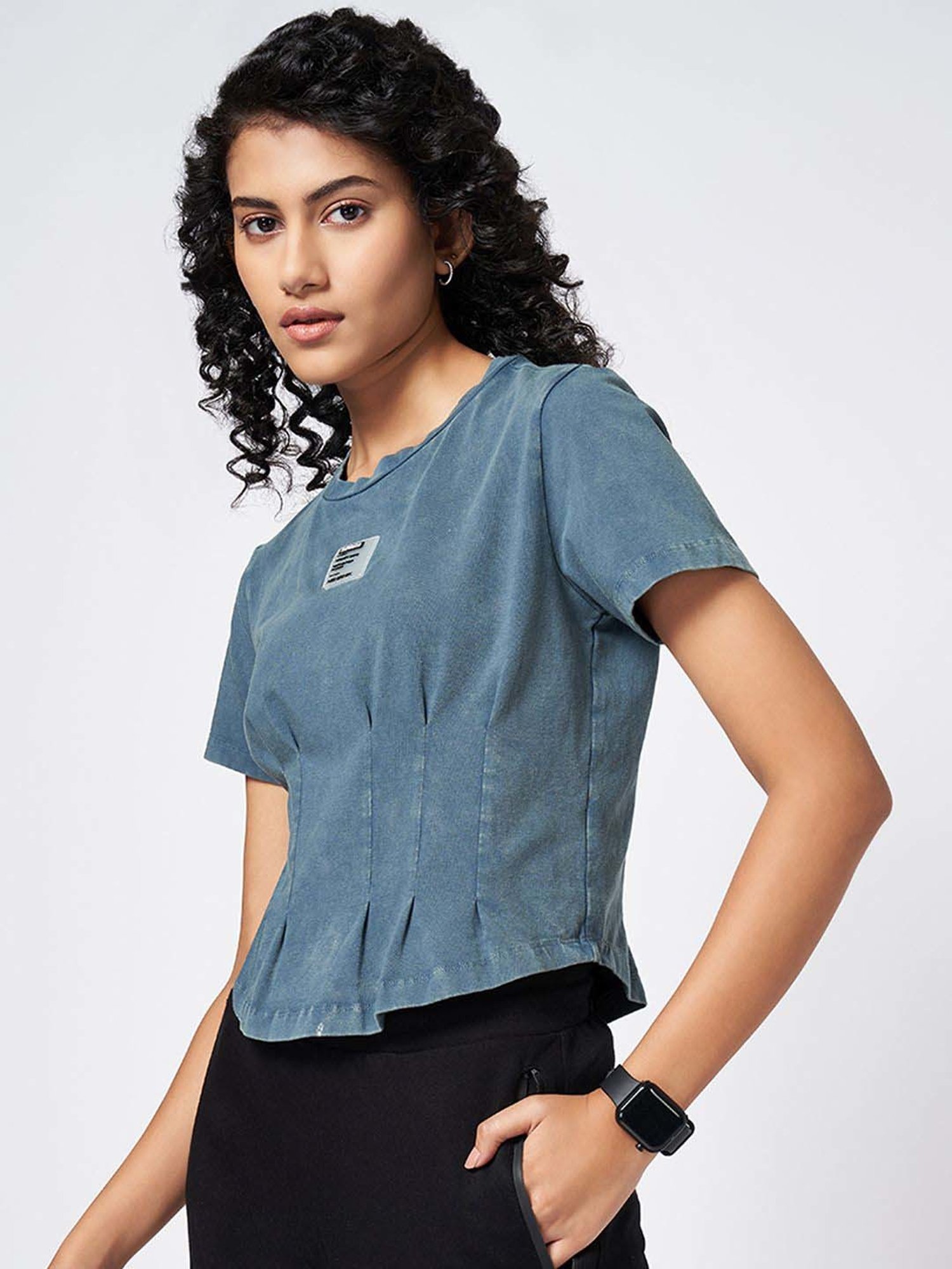 Ajile by Pantaloons Blue Plain T-Shirt