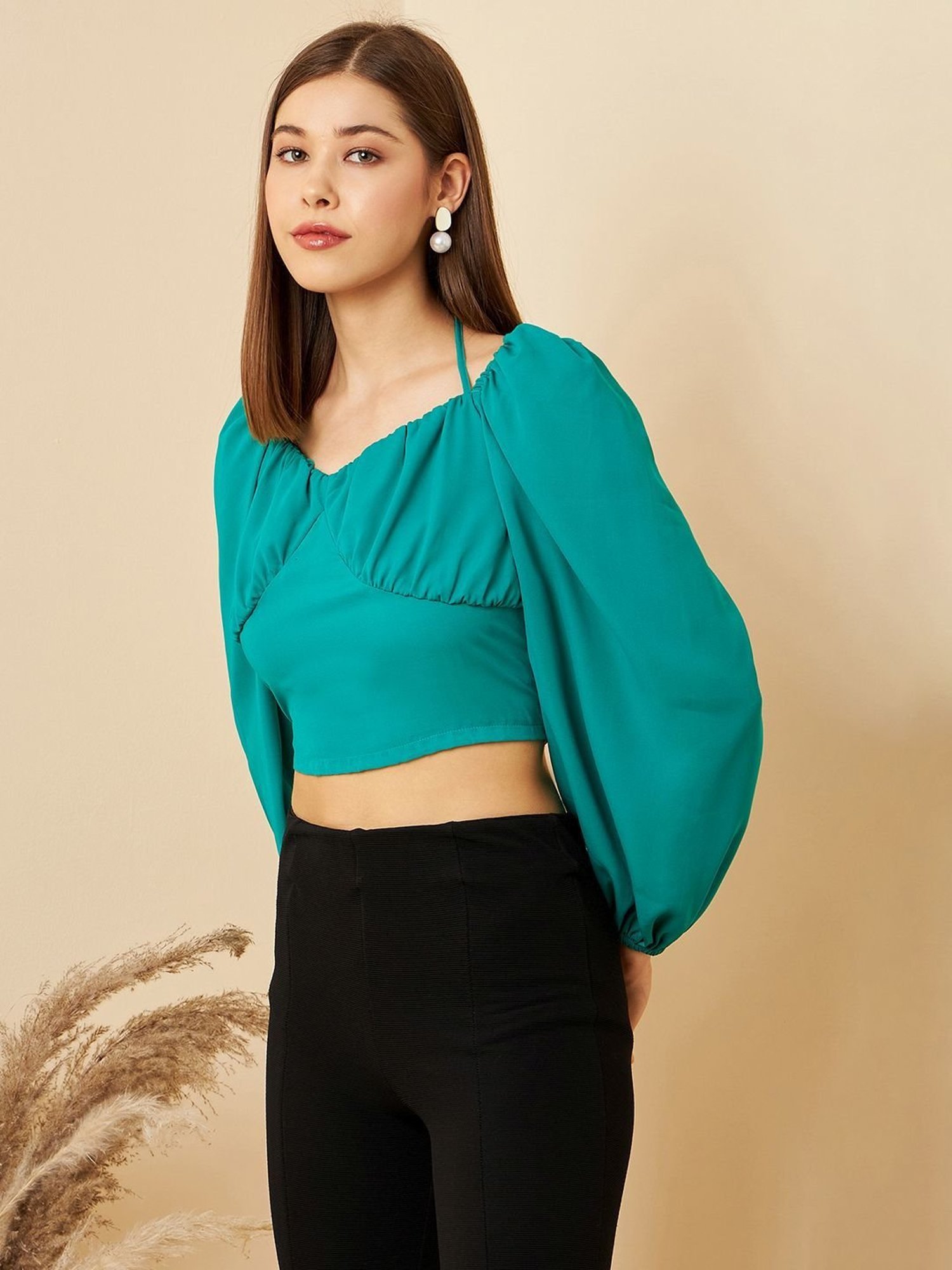 Rare Green Sweet Heart Neck Top