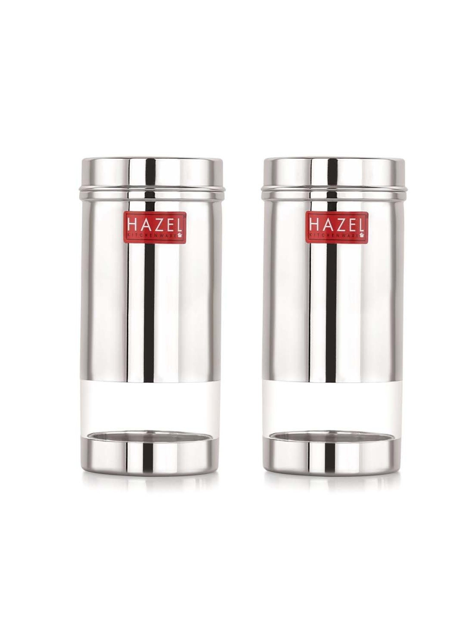 HAZEL Silver Stainless Steel Medium Container (0.5 L) - Set of 2