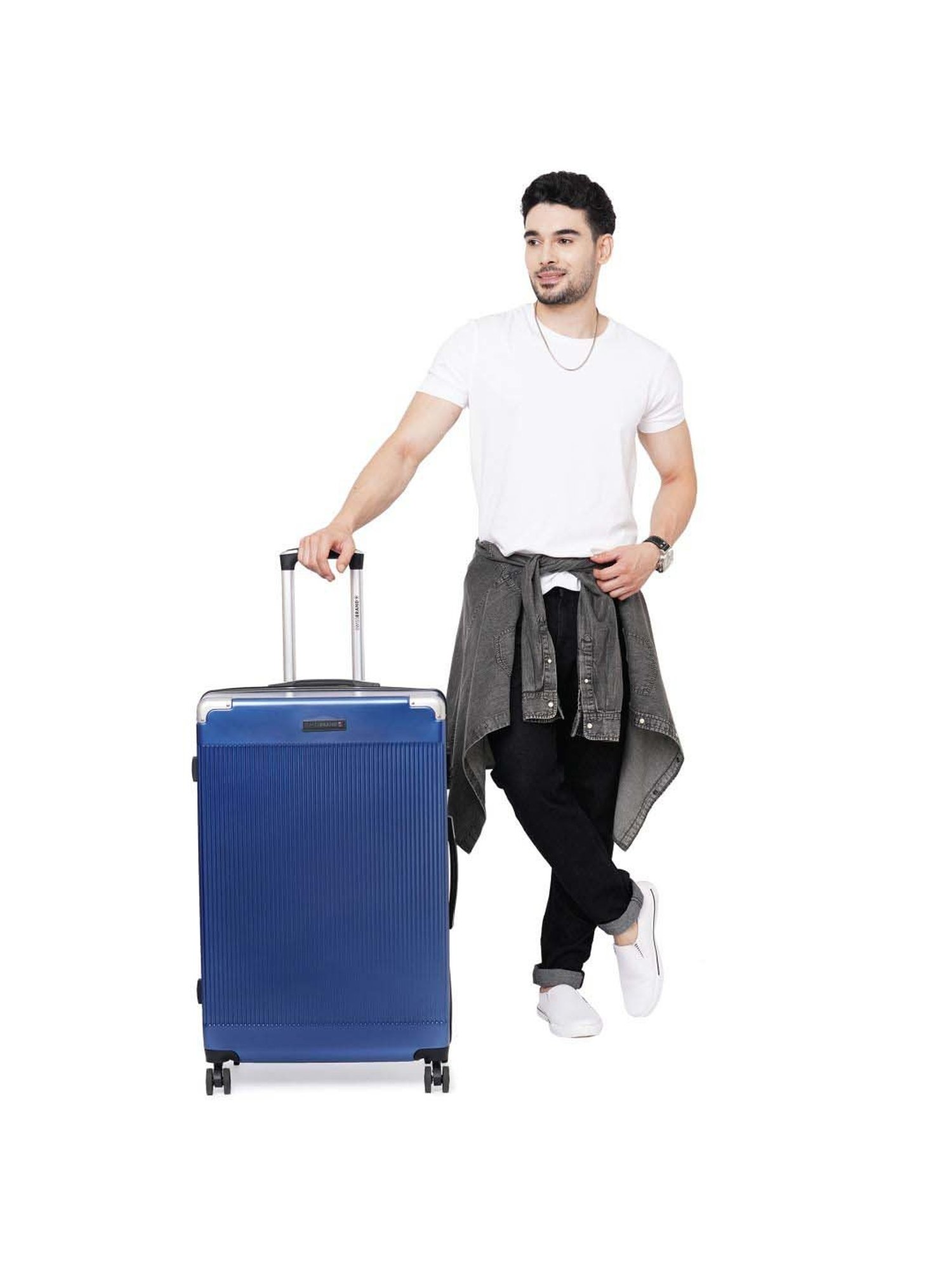 Swiss Brand Geneve Blue Large Hard Trolley Bag - 29 cm