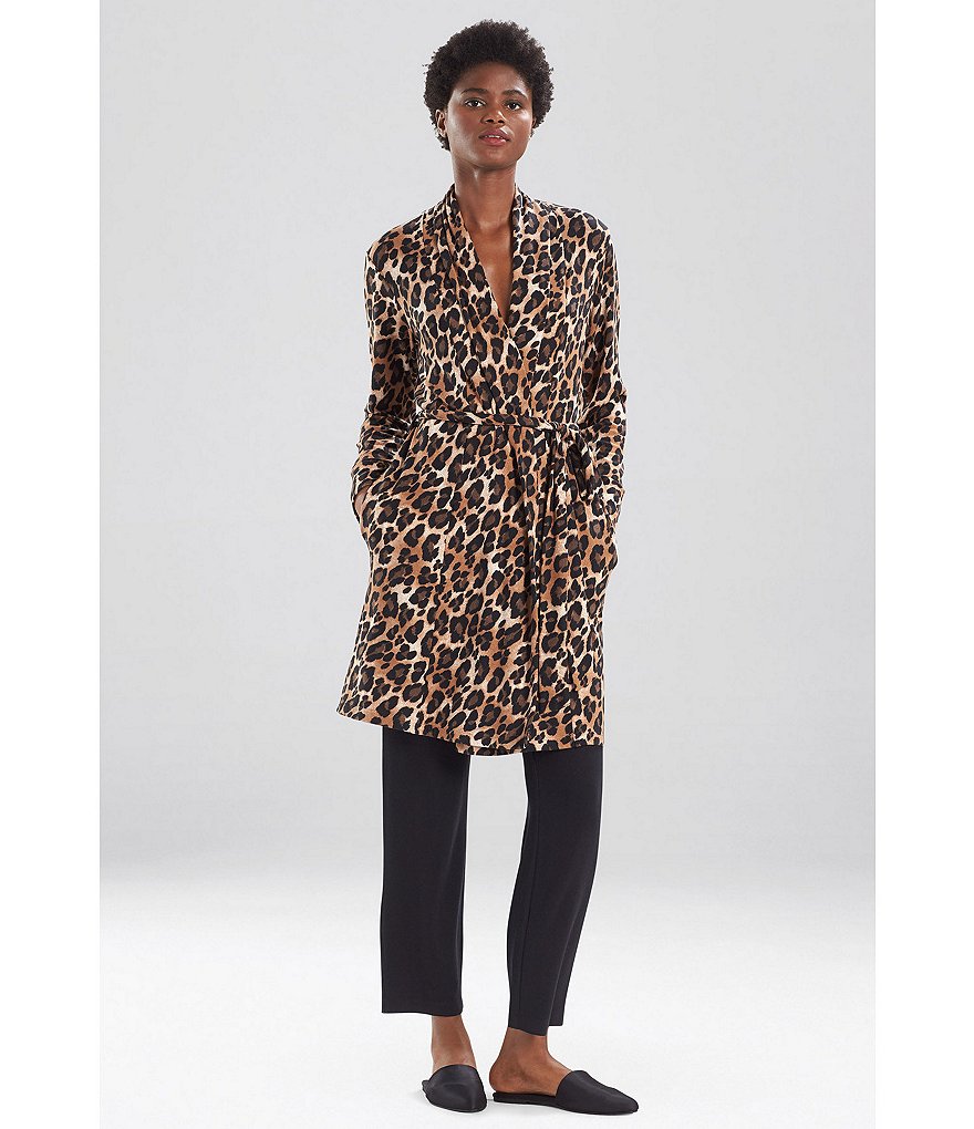 N by Natori Ombre Leopard Print Sweater Knit Robe