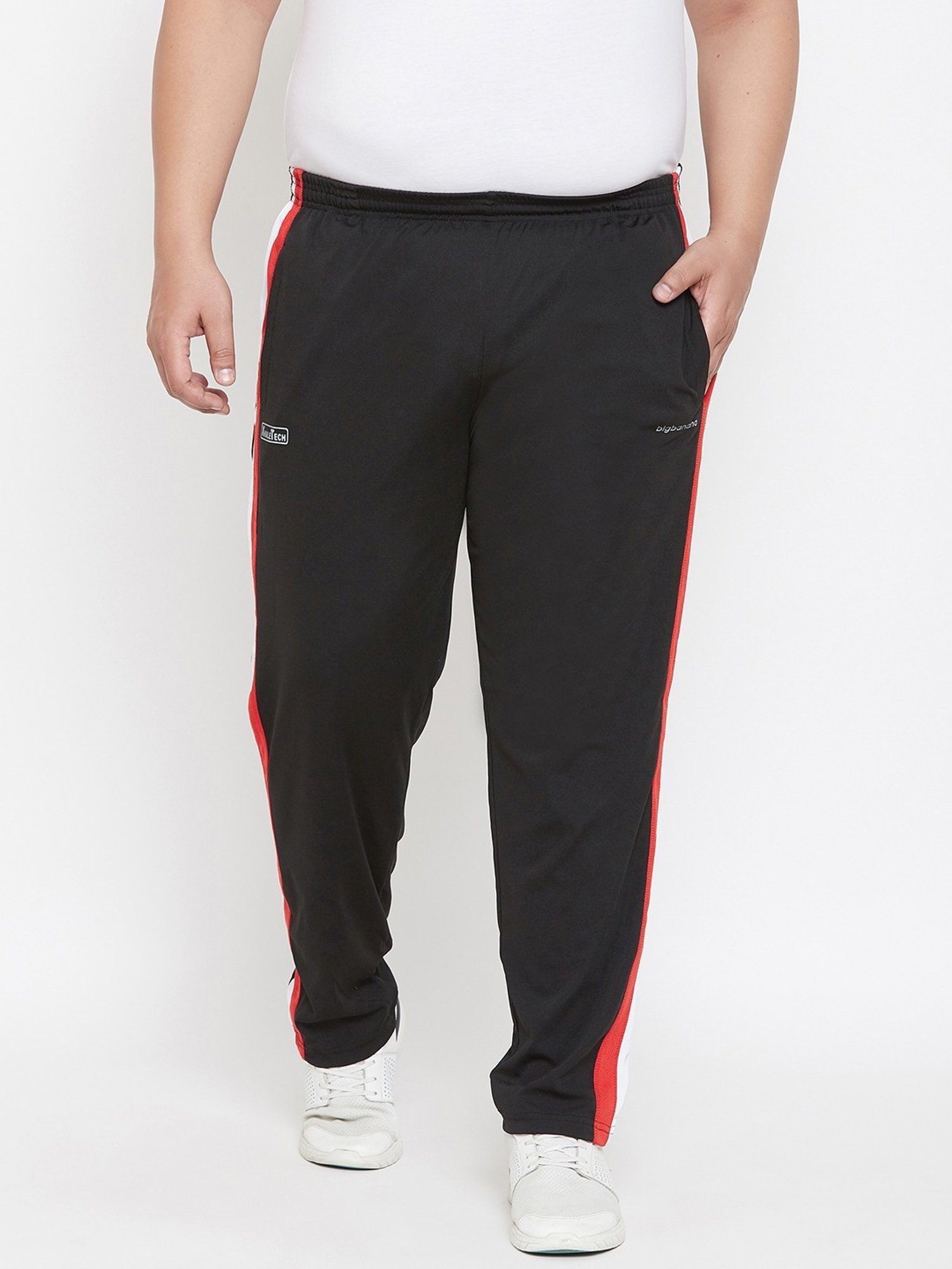 Bigbanana Black Regular Fit Striped Trackpants