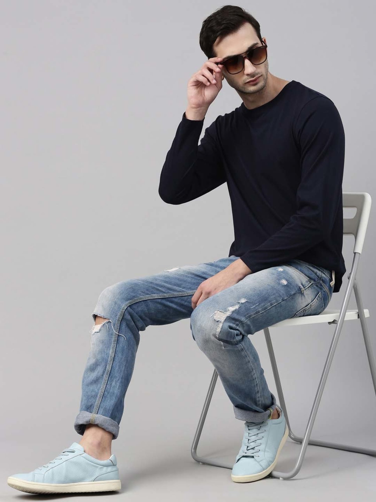 Bushirt Navy Cotton Crew T-Shirt