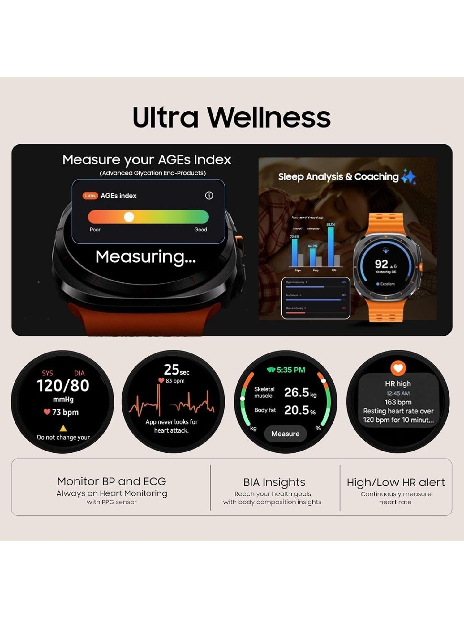 Samsung Galaxy Ultra Smartwatch with Upto 100h battery, 3nm Processor (Orange)