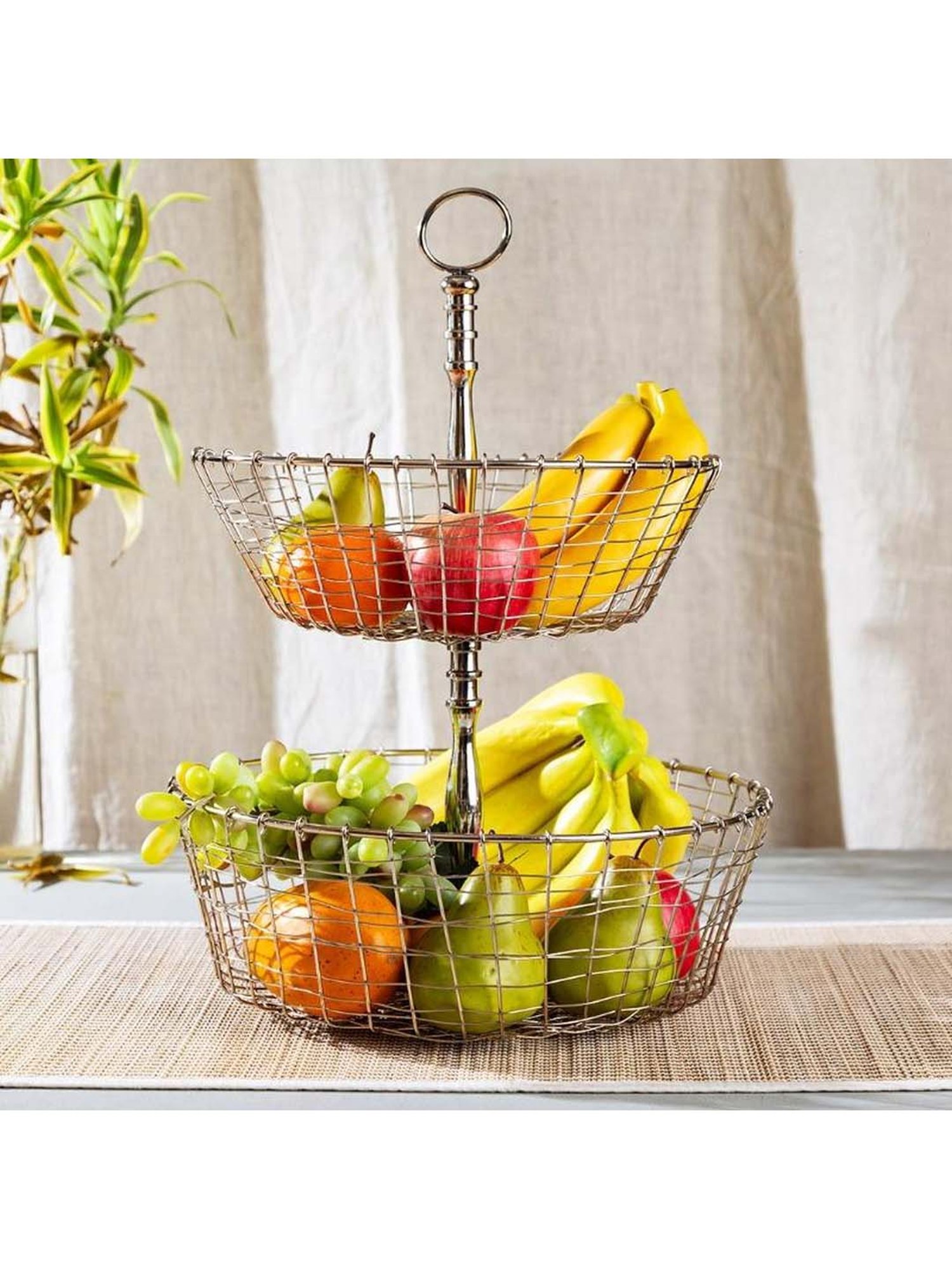Home4U Silver Stainless Steel Fruit Basket - Set of 1
