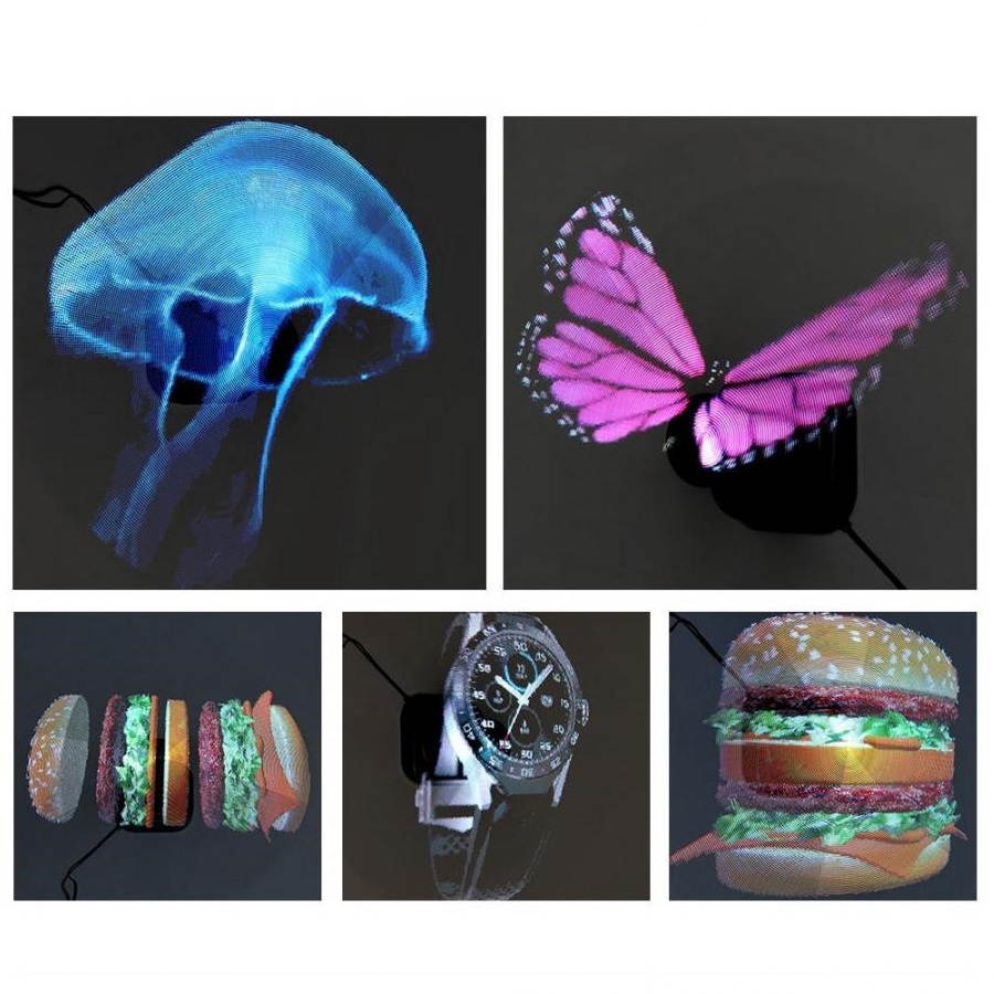 Maiman 28.5" 3D LED Holographic Projector, Large Size 3D LED Display for Shop Sign