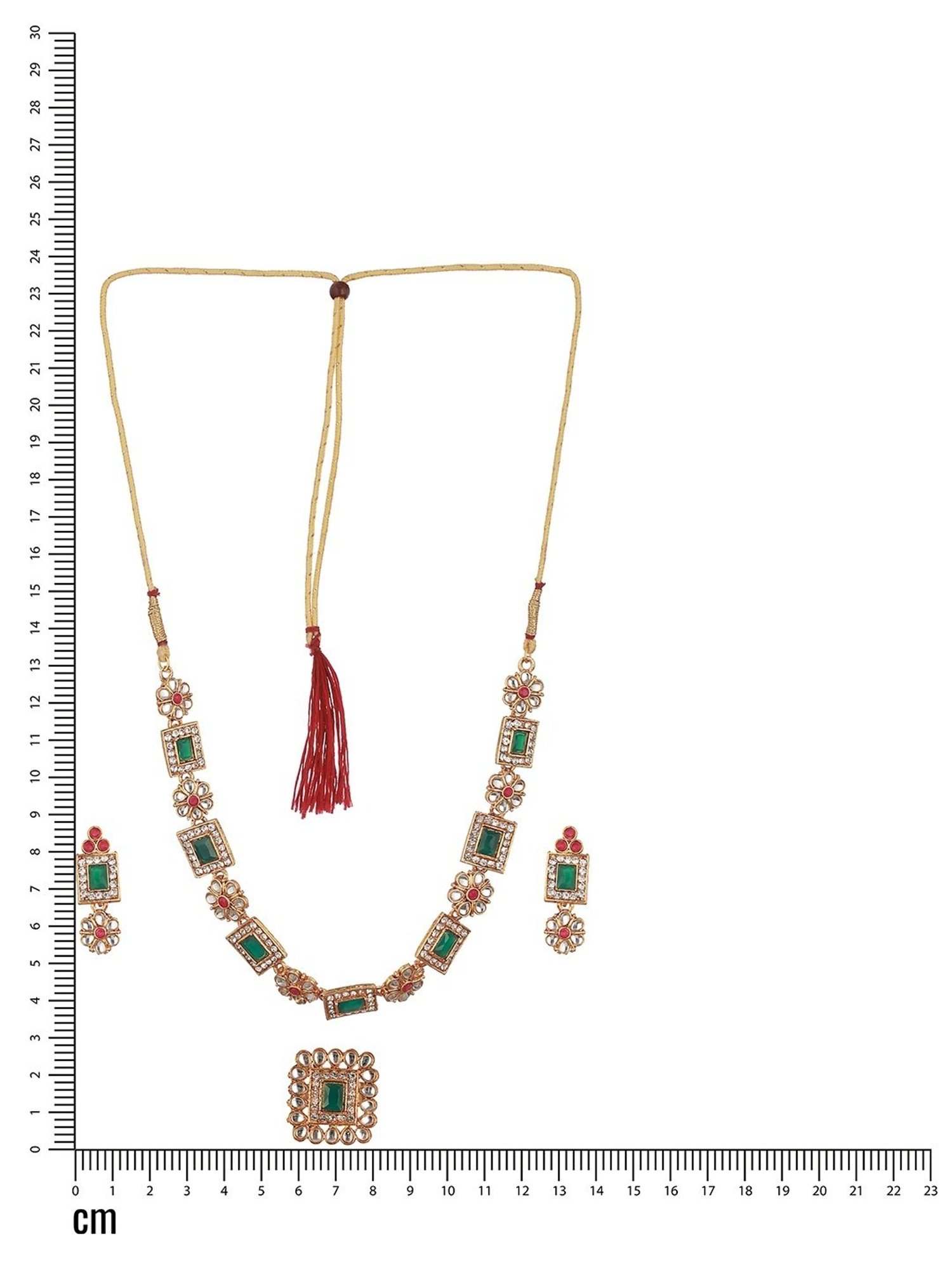 Aatmana Green Necklace, Earring & Ring Set for Women