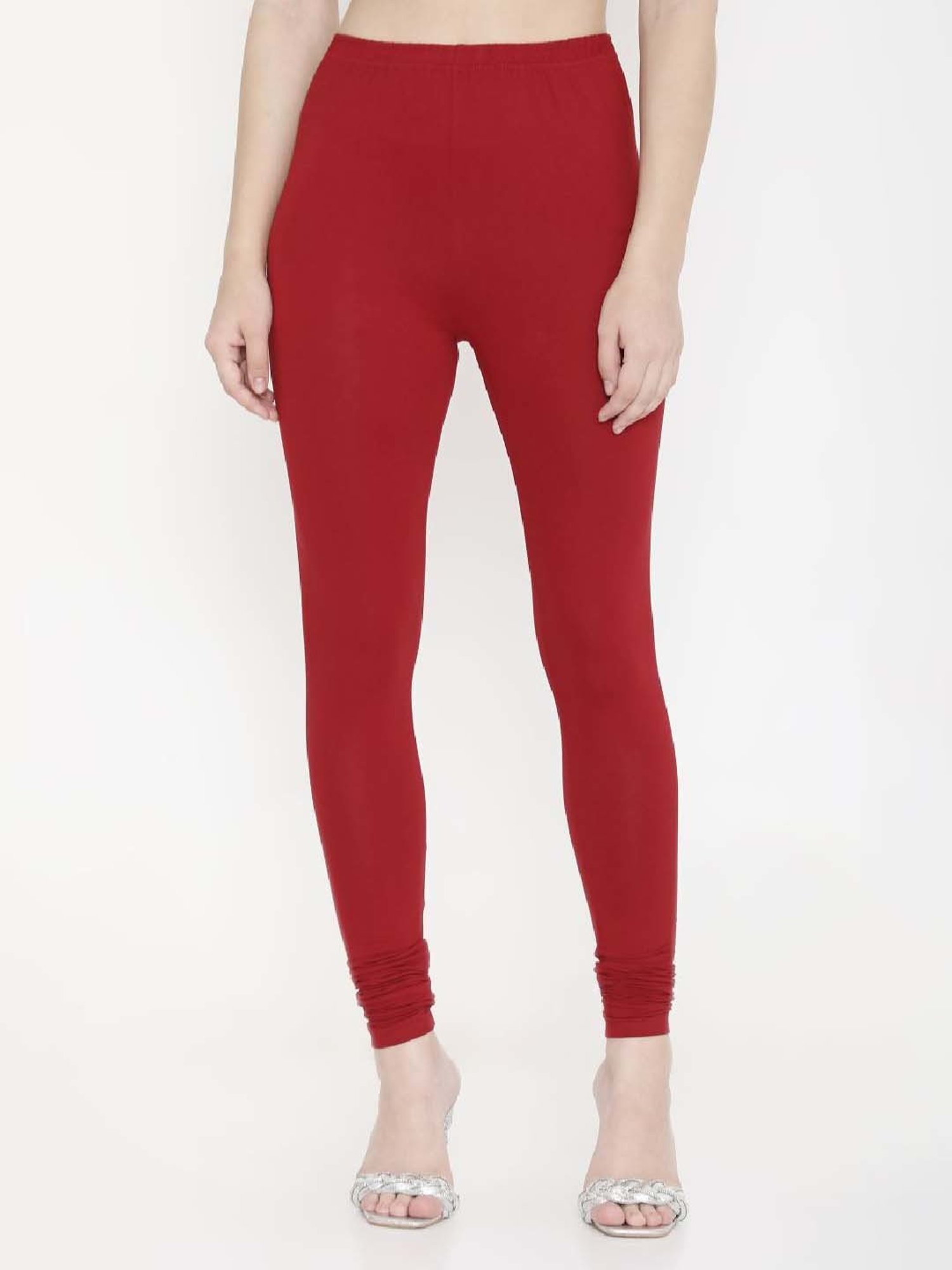 FEELINGS Maroon Plain Churidar Leggings