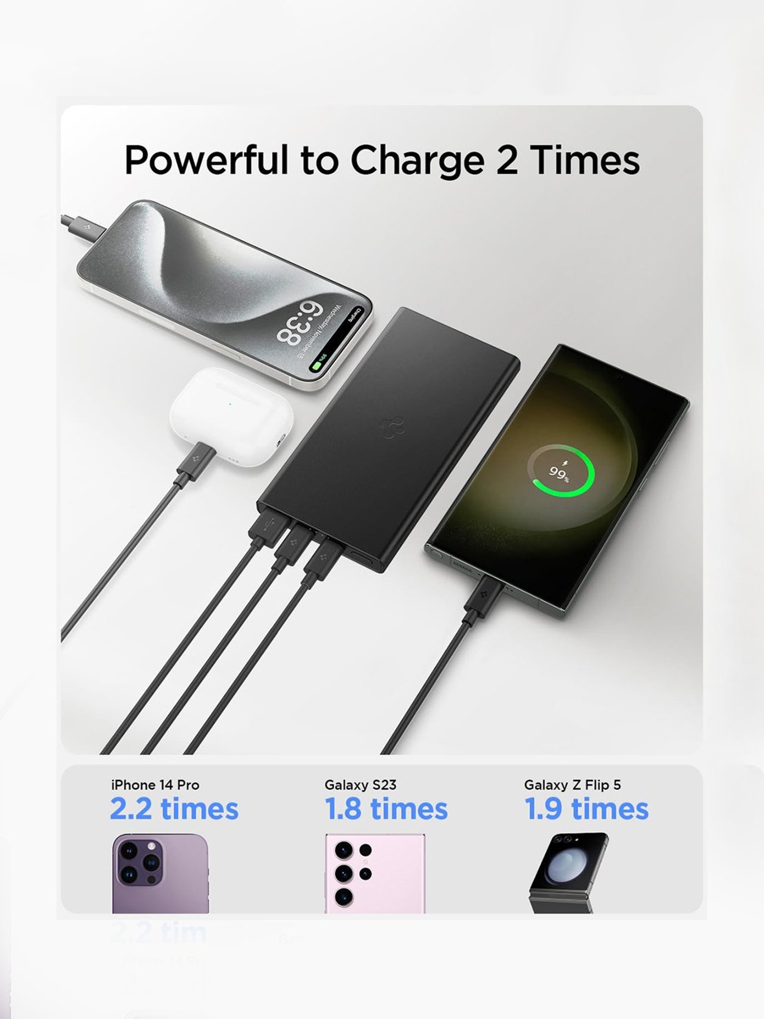 Spigen Durable Alloy Power Bank 10000mAh, 22.5W Fast Charging Power Bank (Black)