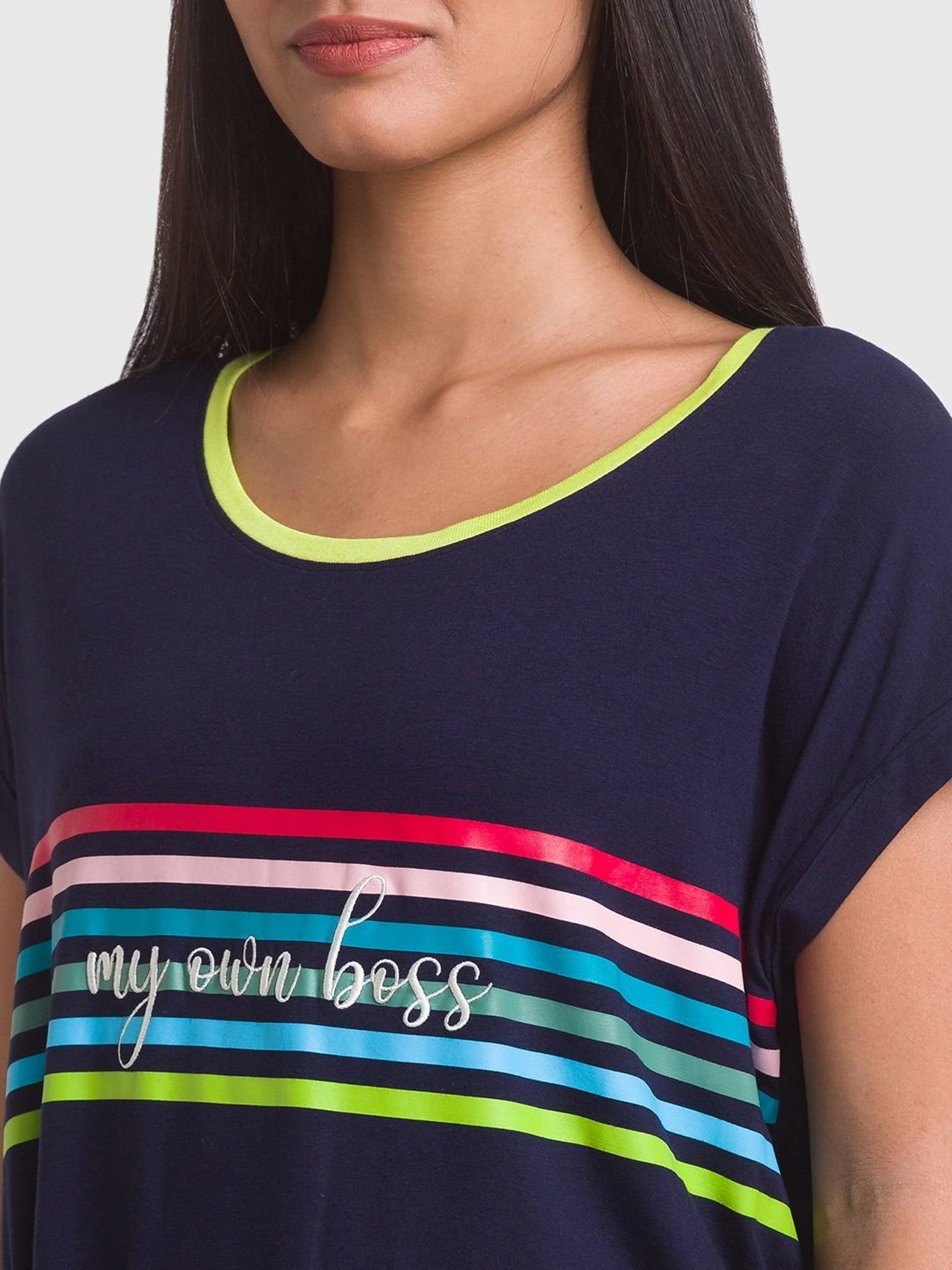 Spykar Blue Printed T-Shirt