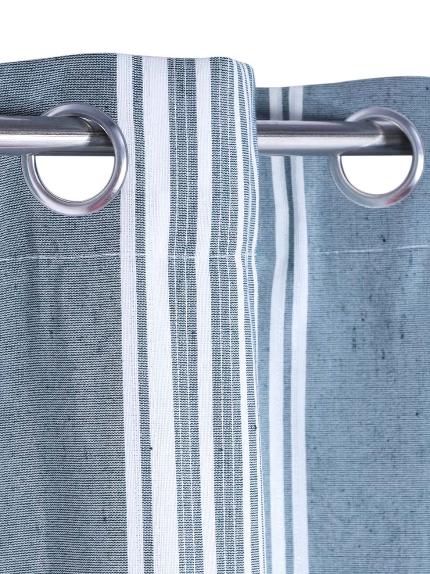 Swayam Cream & Blue Printed Faux Silk Door Curtains - Set of 2