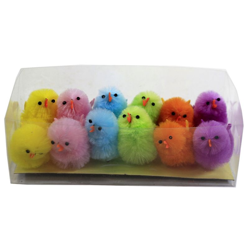 Easter 1.25" Colorful Chenille Chicks Set/12 Basket Decor Decorate Spring  -  Decorative Figurines