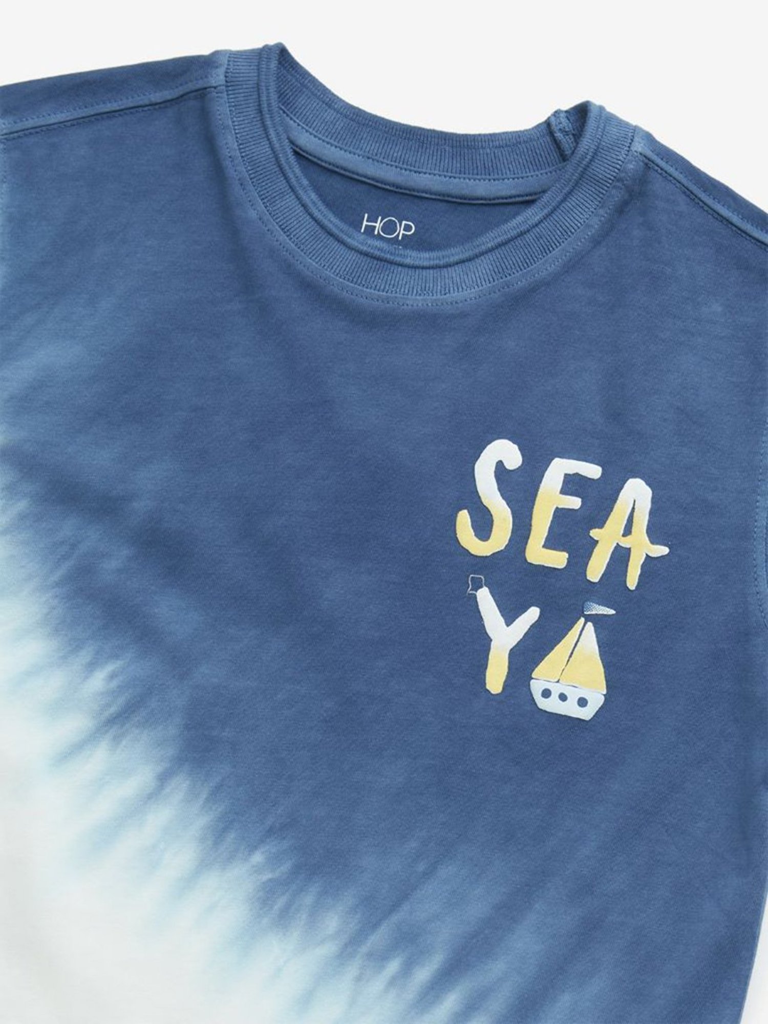 HOP Kids by Westside Blue Tie-Dye Printed Cotton T-Shirt