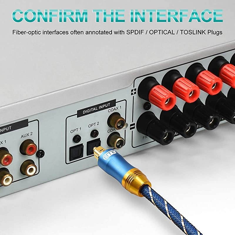 Optical Audio Cable Digital Toslink Cable - [Nylon Braided Jacket,Durable and Flexible]  Fiber Optic Cord for Home Theater, Sound bar, TV, PS4, Xbox & More (15Ft/4.6M)