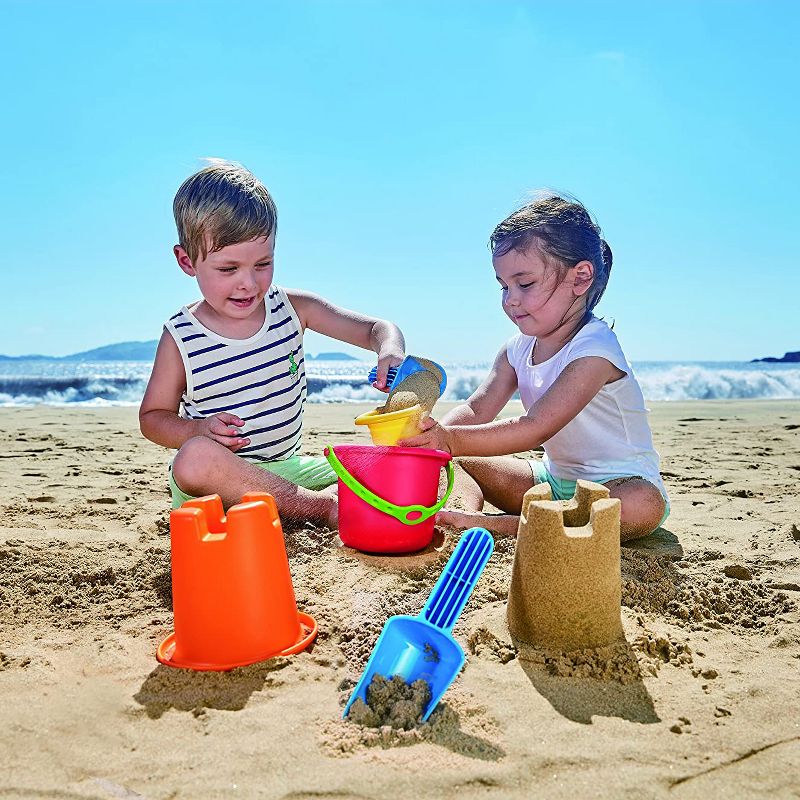 Hape Convenient Versatile 5-in-1 Children's Beach Set Sand Toys for Toddlers Ages 18 Months and Up, Multicolor