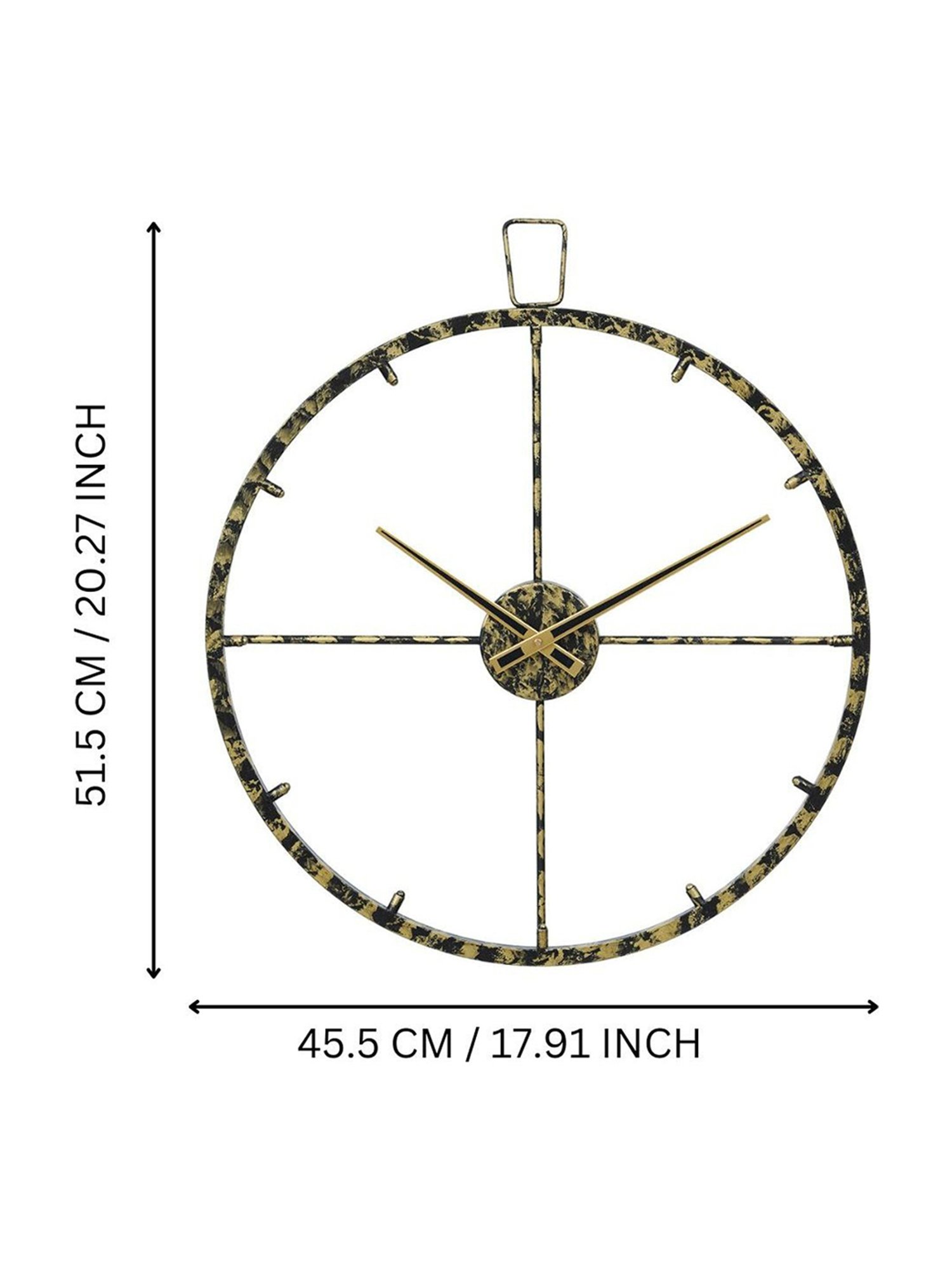 CHRONIKLE Round Black & Gold Iron Wall Clock