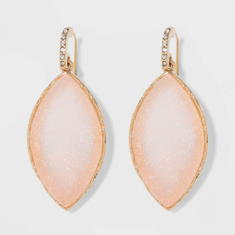 SUGARFIX by BaubleBar Gold Frame Druzy Drop Earrings - Blush