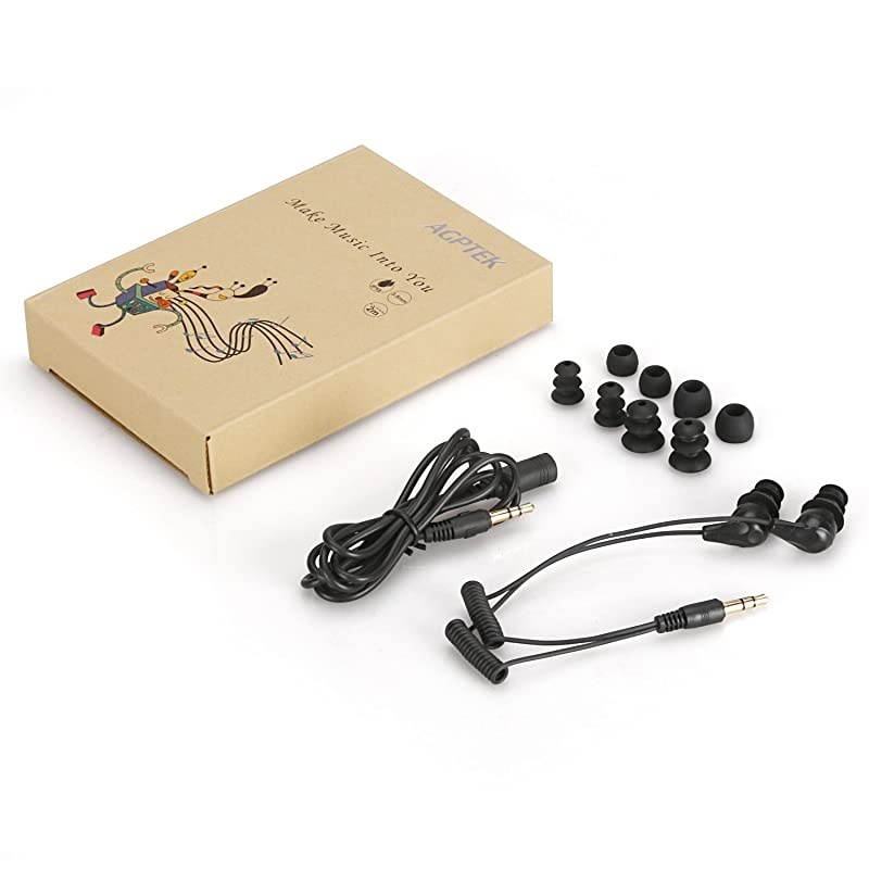 IPX8 Waterproof inEar Earphones Coiled Cable Swimming Earbuds with Stereo Audio Extension Cable Wired Black