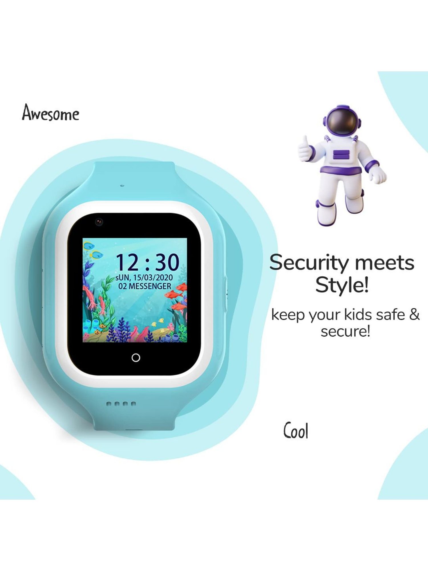 Turet Jellybean Kids Smart Watch, GPS Tracker with Voice & Video Call, 4G Sim Enabled (Blue)