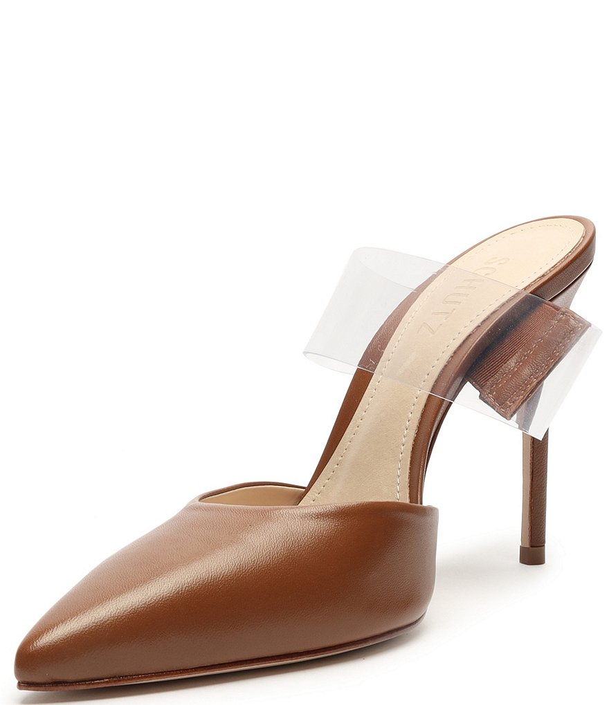 Schutz Sionne Clear Vinyl Pointed Toe Mules
