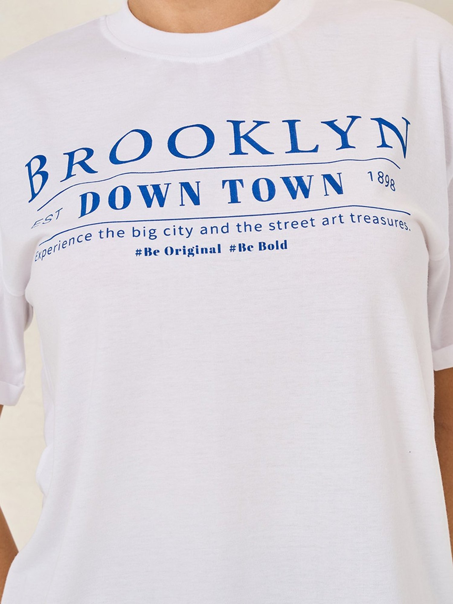 Styli White Graphic Print Oversized T-Shirt