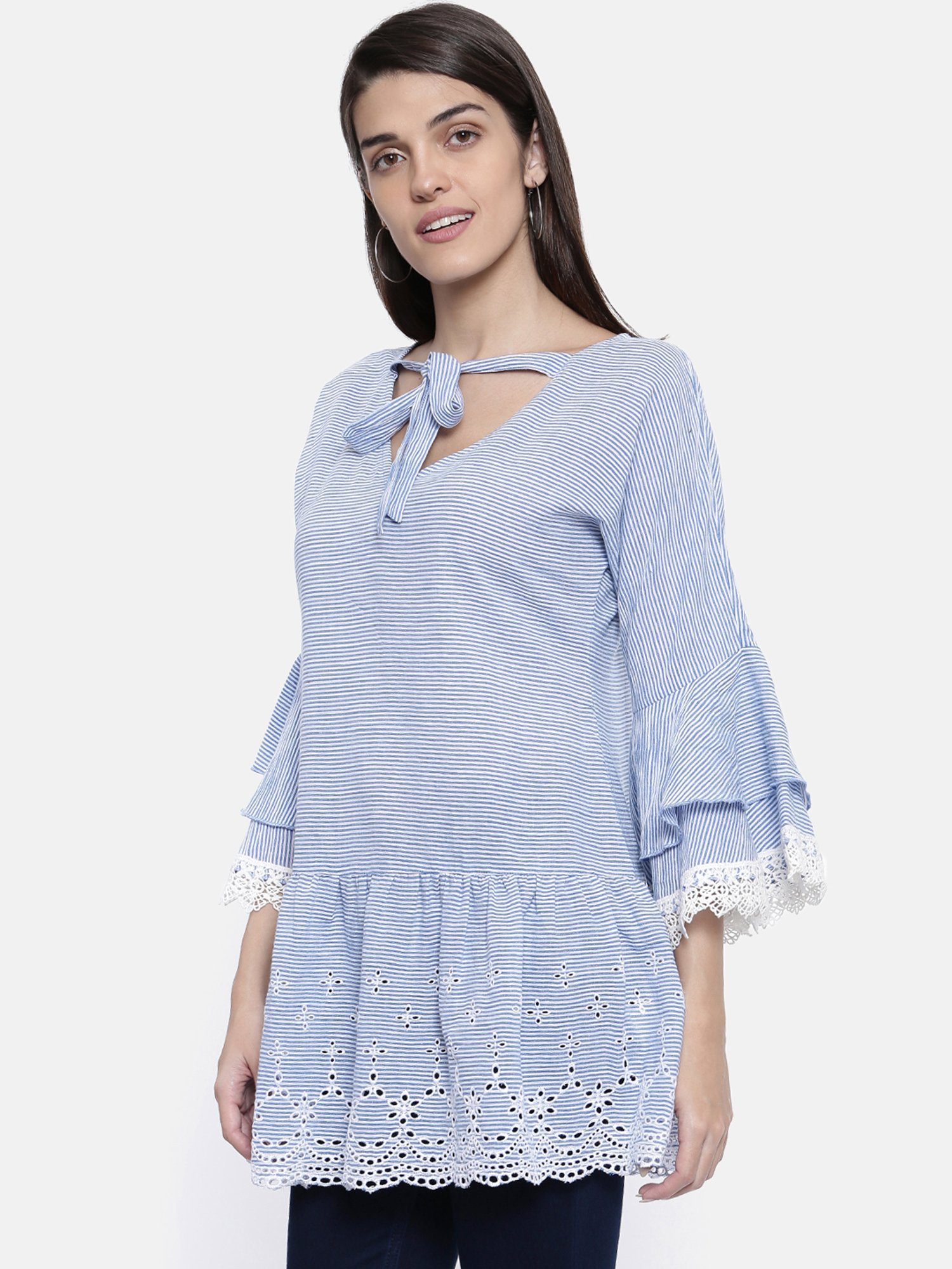 The Kaftan Company Blue Striped Top