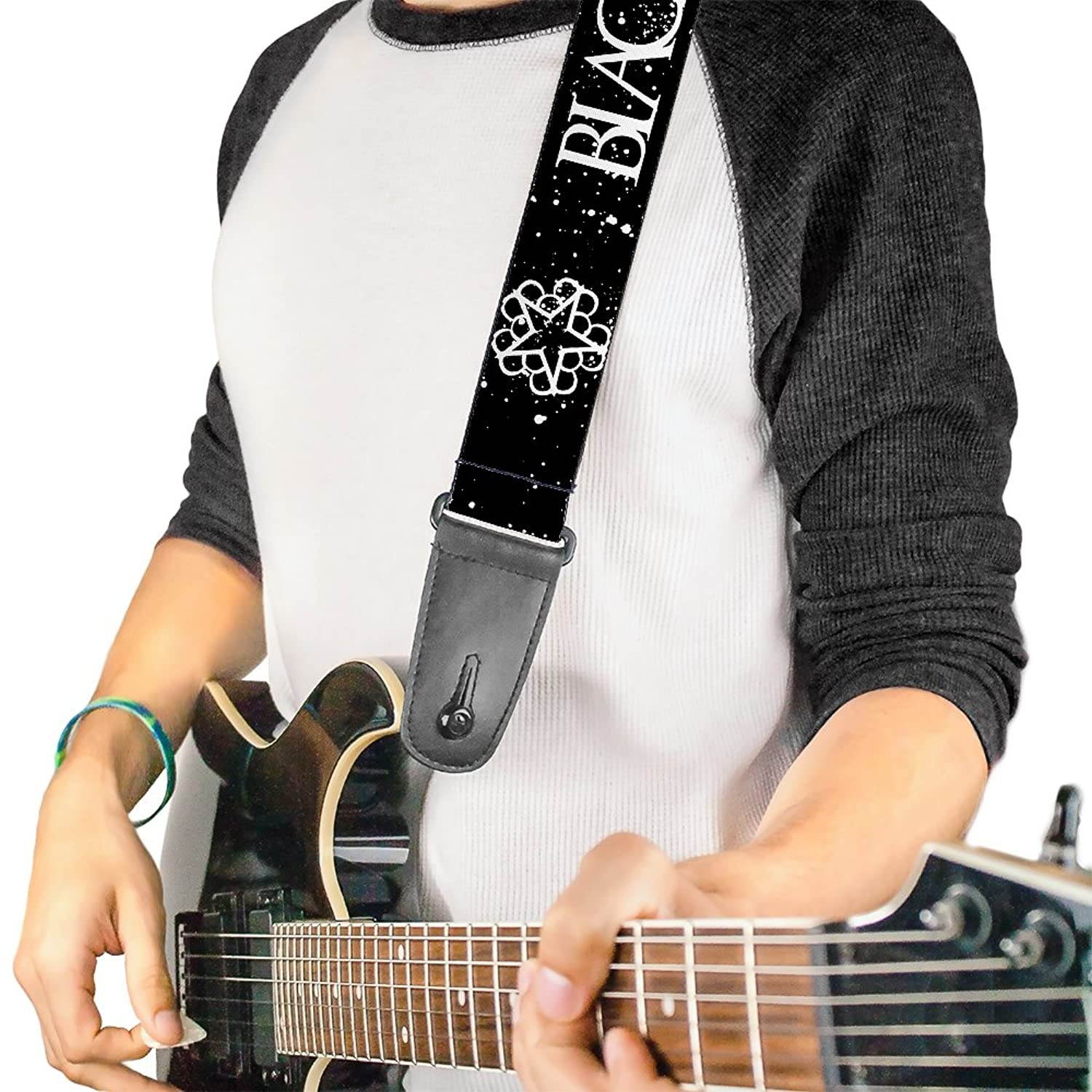 Buckle-Down GS-WBVB002 Guitar Strap - BLACK VEIL BRIDES w/BVB Star Logo Black/White, 2" Wide & 29-54" Length