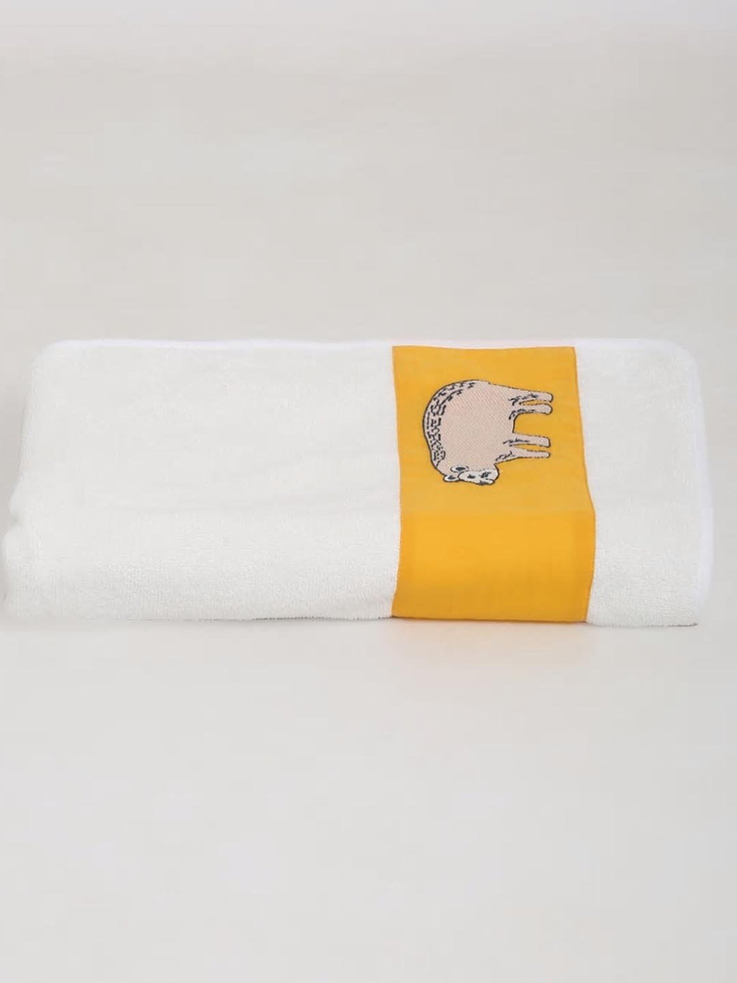 Fabindia White & Orange Cotton Embroidery Hand Towel - Set of 1
