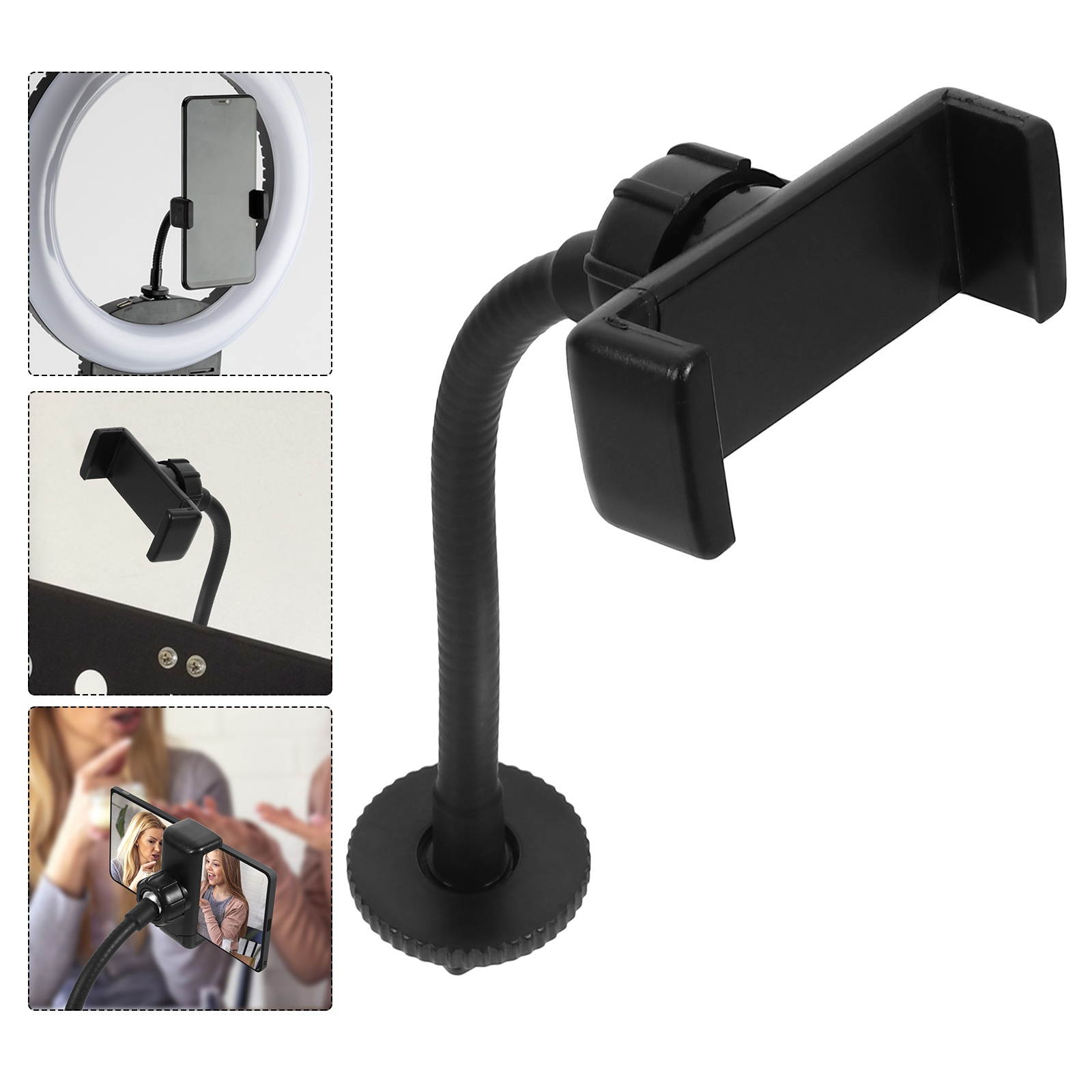 1pc Cellphone Clamp Rotation Gooseneck Hose Flexible Live Broadcast Cellphone Clamp