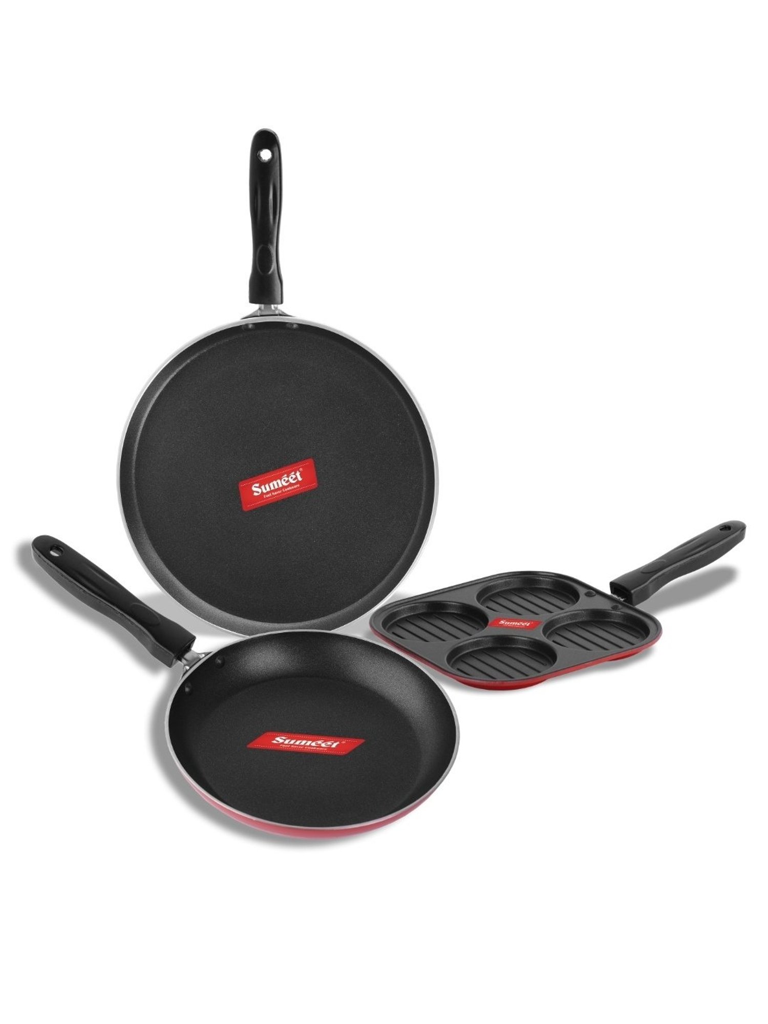 Sumeet NonStick 3pc Combo Set of 2.6mm Thick(Dosa Tawa+Mini Multi Snack Maker+Tapper pan)