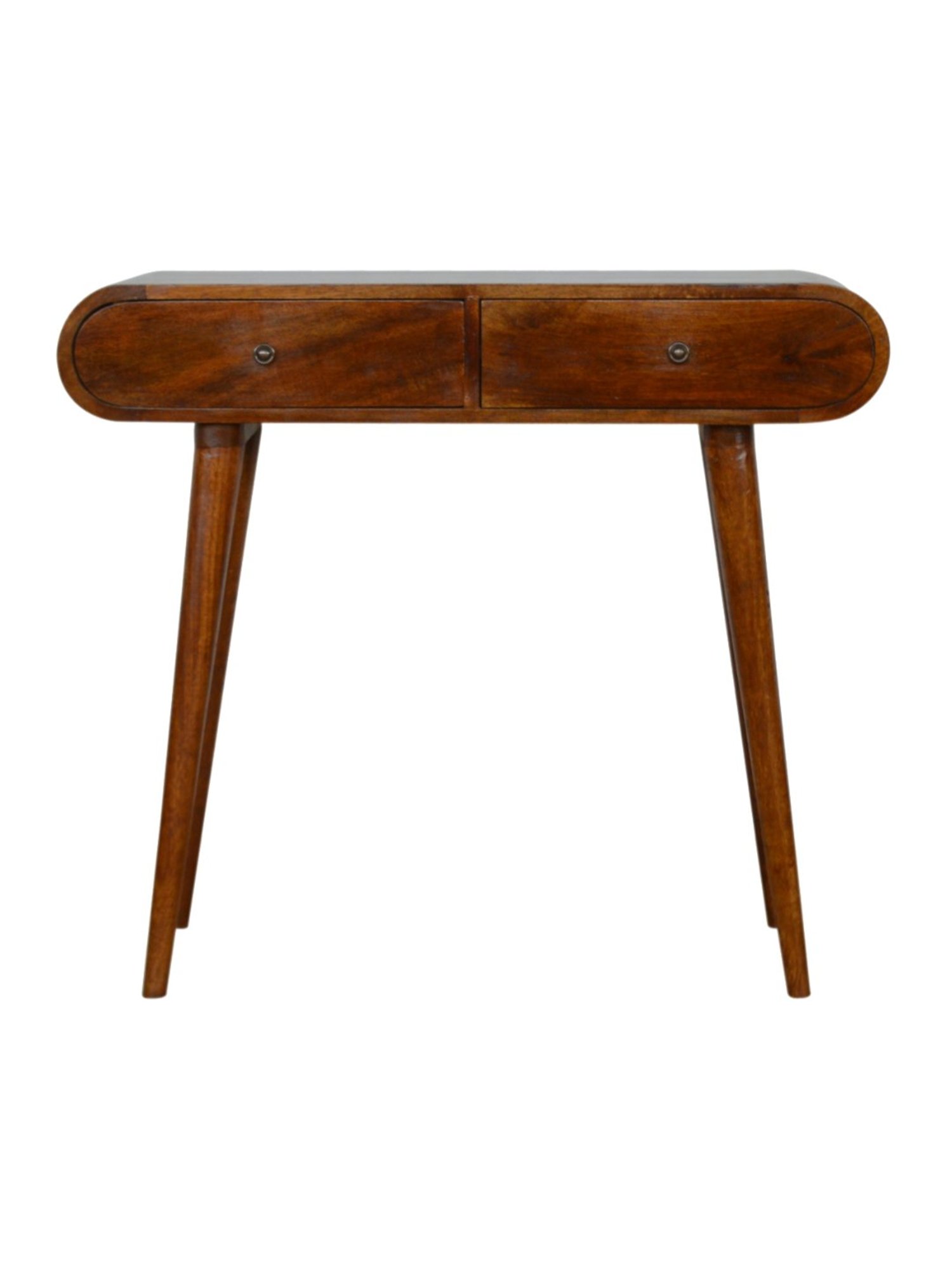 Artisan Furniture Chestnut Brown Wood Curved Edge Console Table