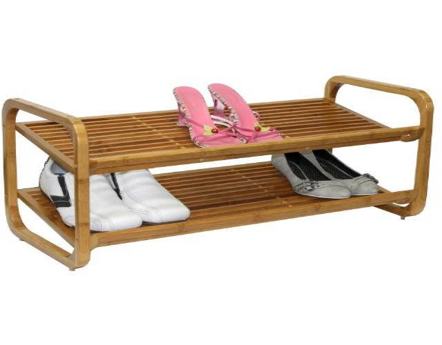 Oceanstar Two-Tier Slatted-Shelf Bamboo Shoe Rack