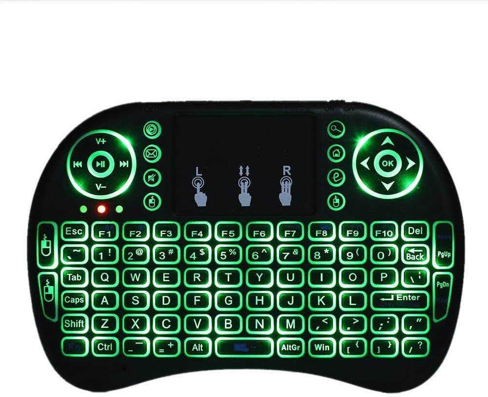 fosa1 Wireless Bluetooth Tricolor Backlight Keyboard, English Keyboard Ergonomic Design USB Keypad Hand-held Mini QWERTY 92-Key Keyboard Silent Keyboard Support Multimedia/PC Game Control Keys