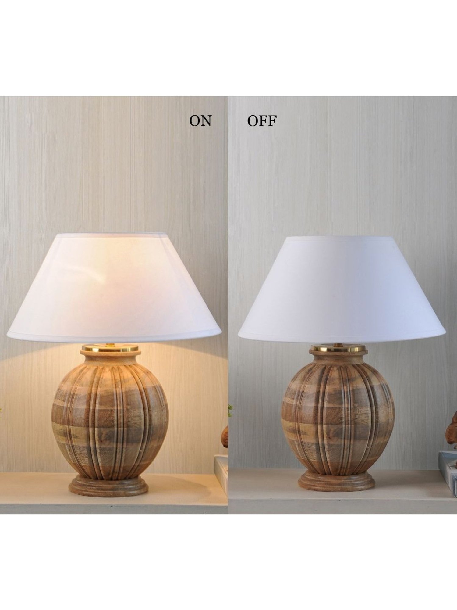 Kapoor Lamp Shades Natural Wood Astros Carved Cotton Shade Table Lamp