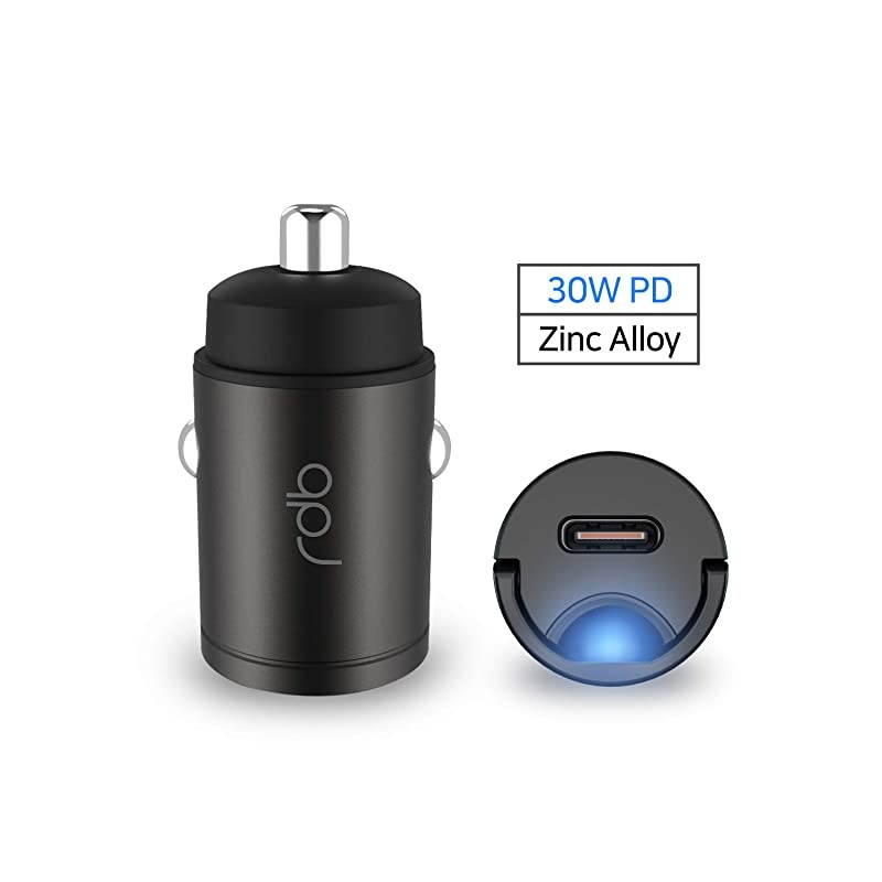 USB C Car Charger,  PD Max 30W, Super Mini Flush Fit, [Full Metal Zinc Alloy], Fast Charging Adapter