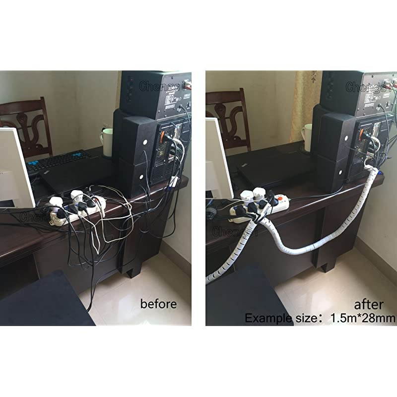 Cable Organizer Coiled Tube Sleeve Cable Cable Management Sleeve Silver Length59inches Diameter11inches