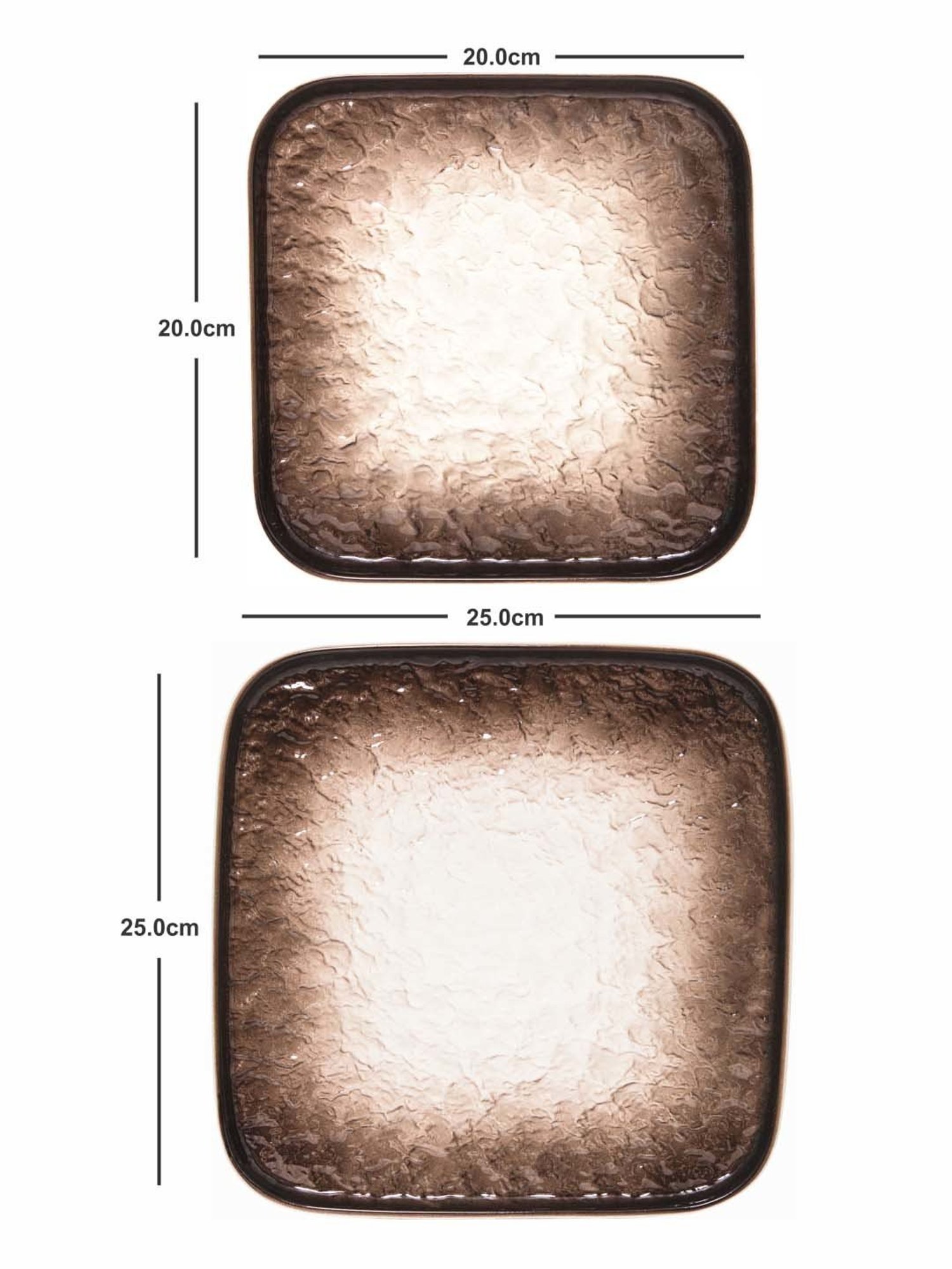 White Gold White & Brown Porcelain Square Snack Platters - Set of 2