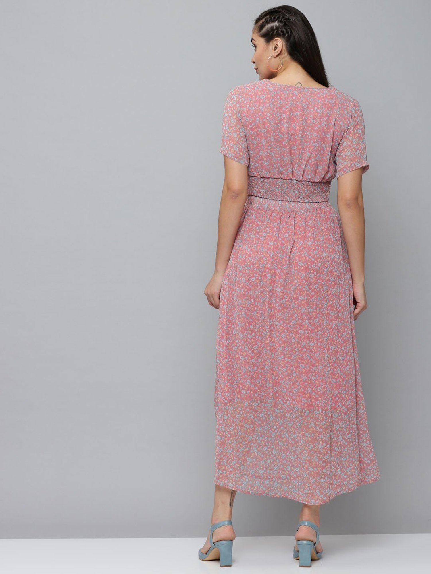 SHOWOFF Pink Blended Printed Top With Skirt