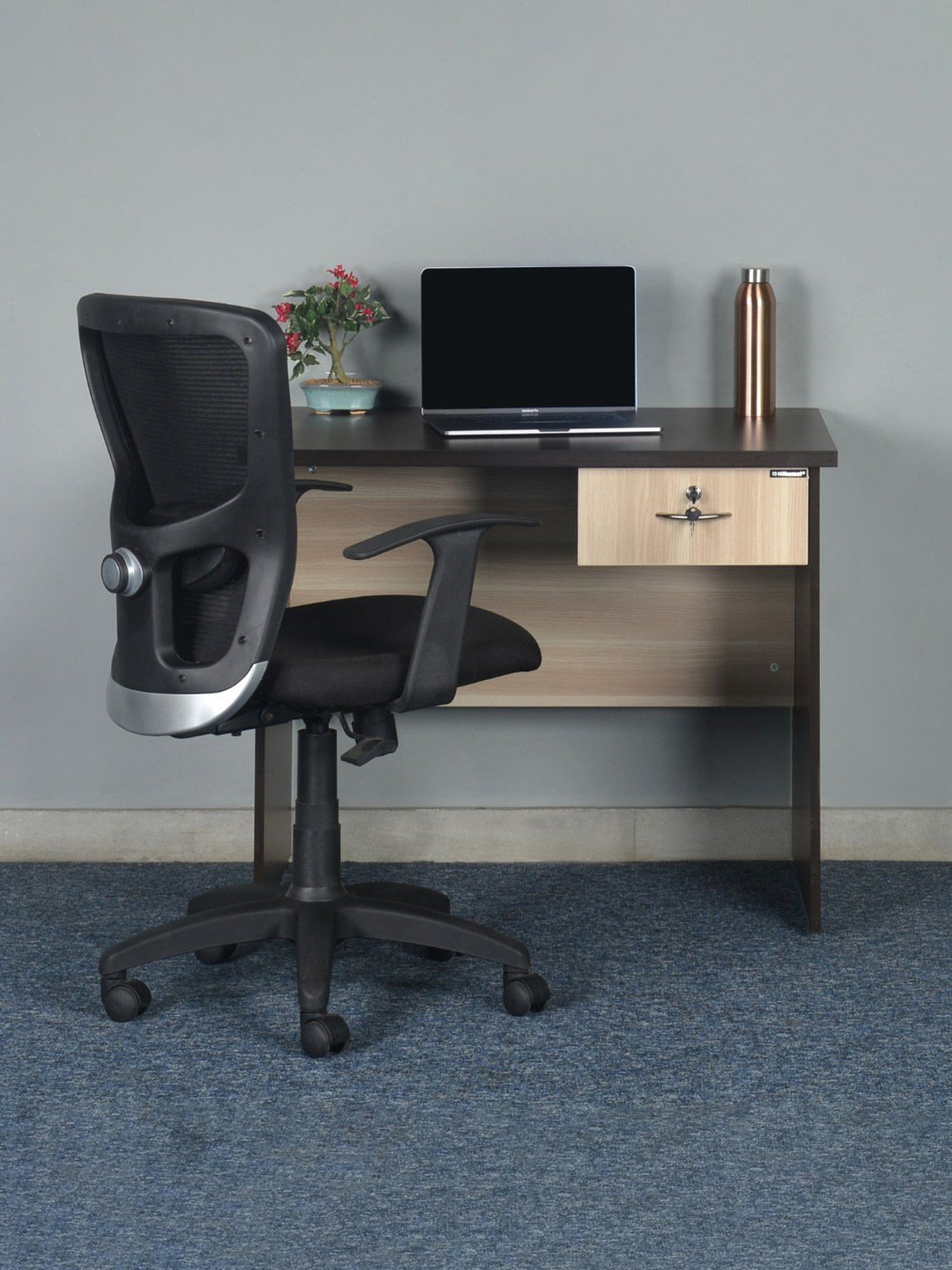 Nilkamal Enzo Brown & Ash Grey Engineered Wood Office Table